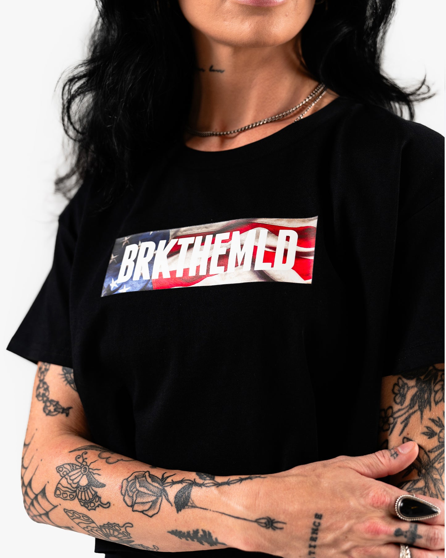 Stars & Stripes BRKTHEMLD Crop - Black