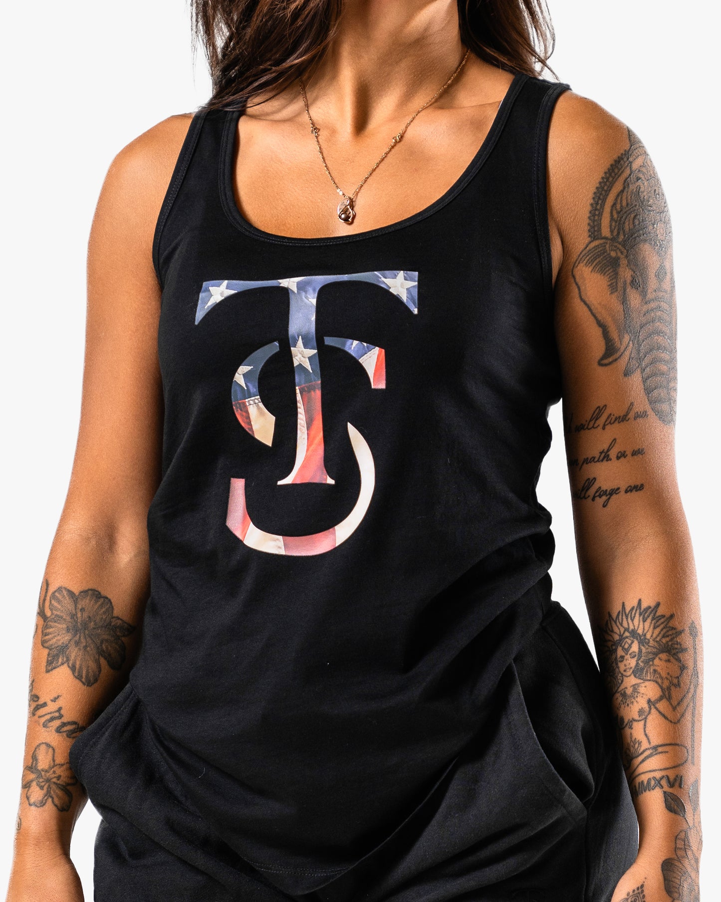 Stars & Stripes Racerback Tank - Black