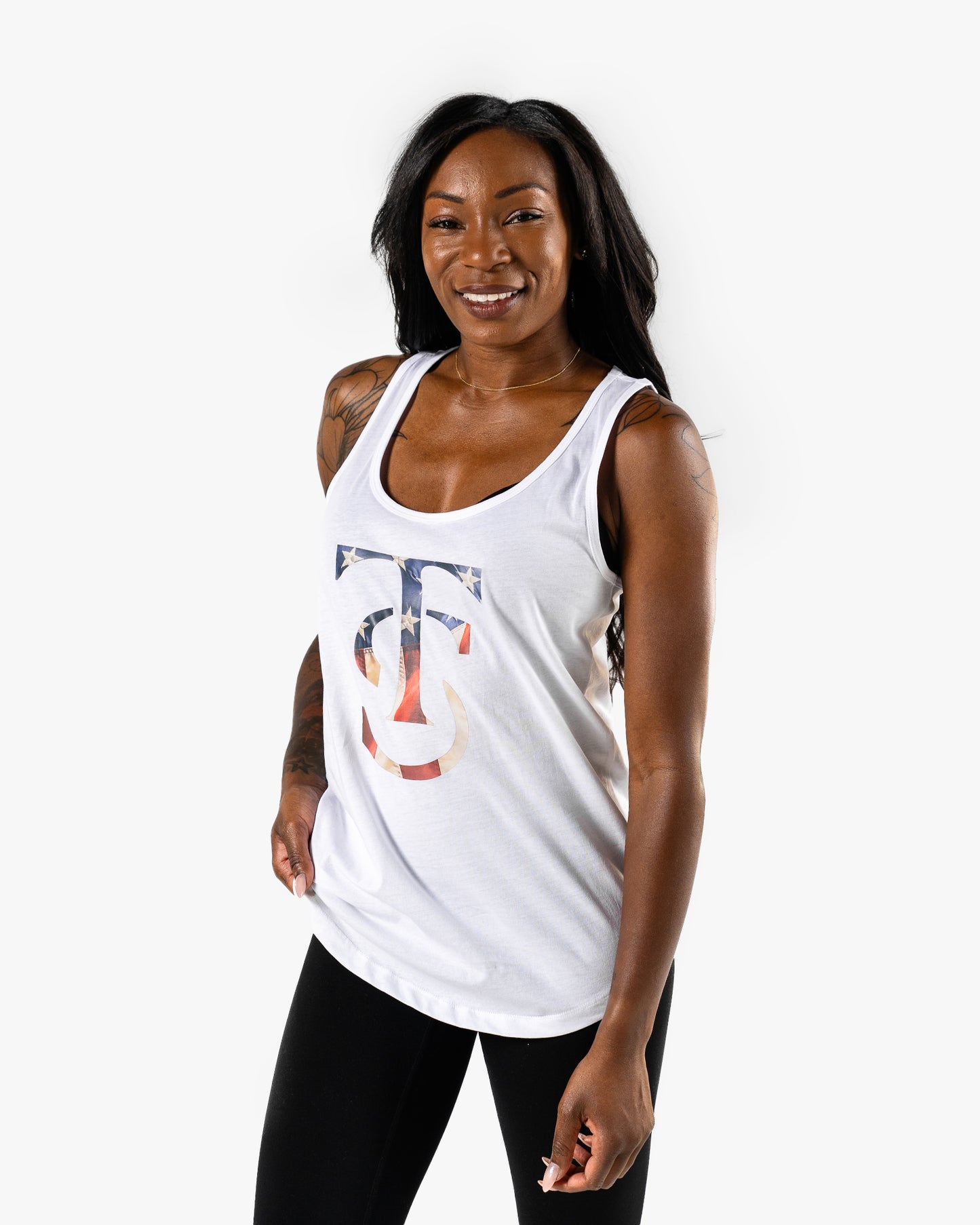 Stars & Stripes Racerback Tank - White