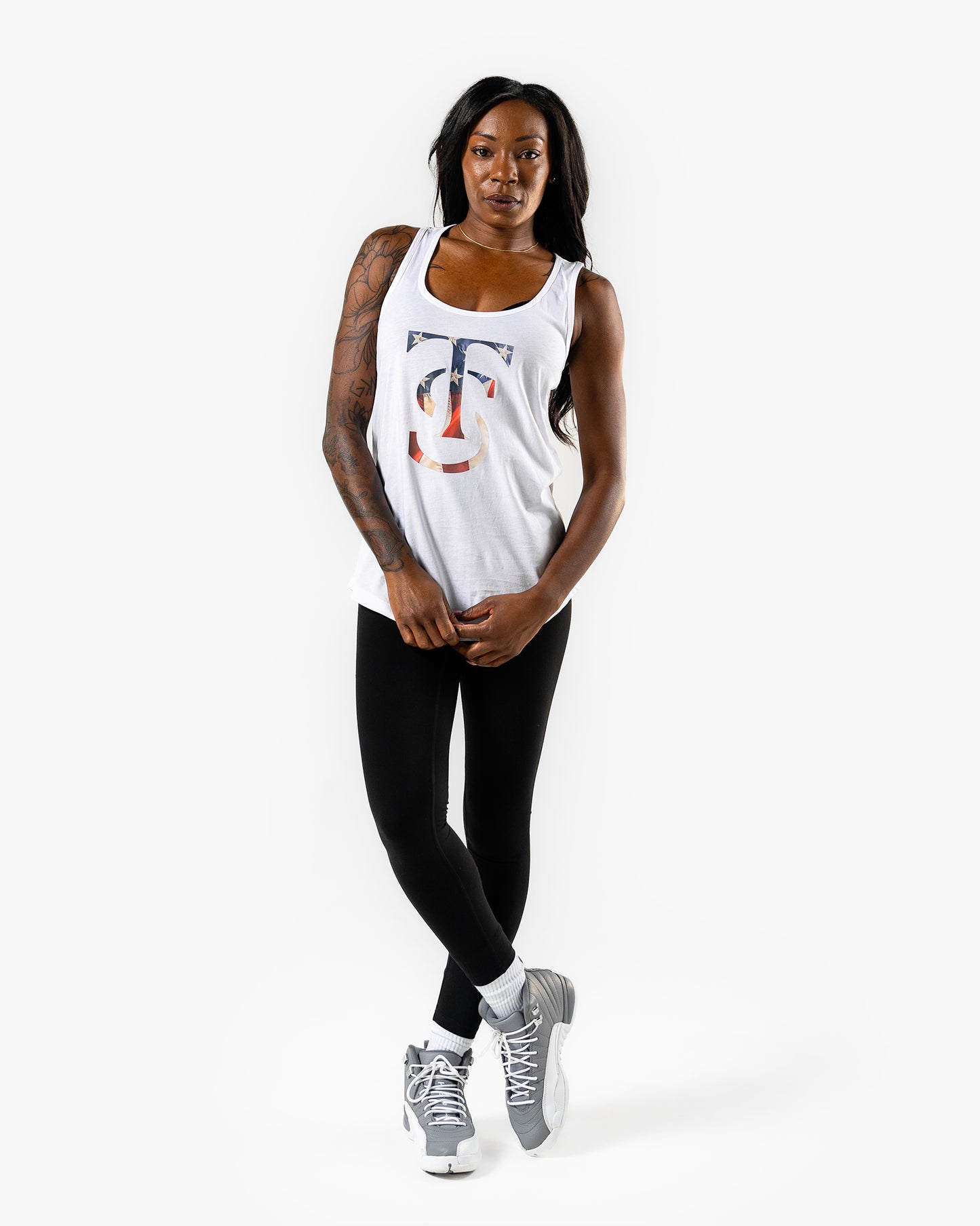 Stars & Stripes Racerback Tank - White