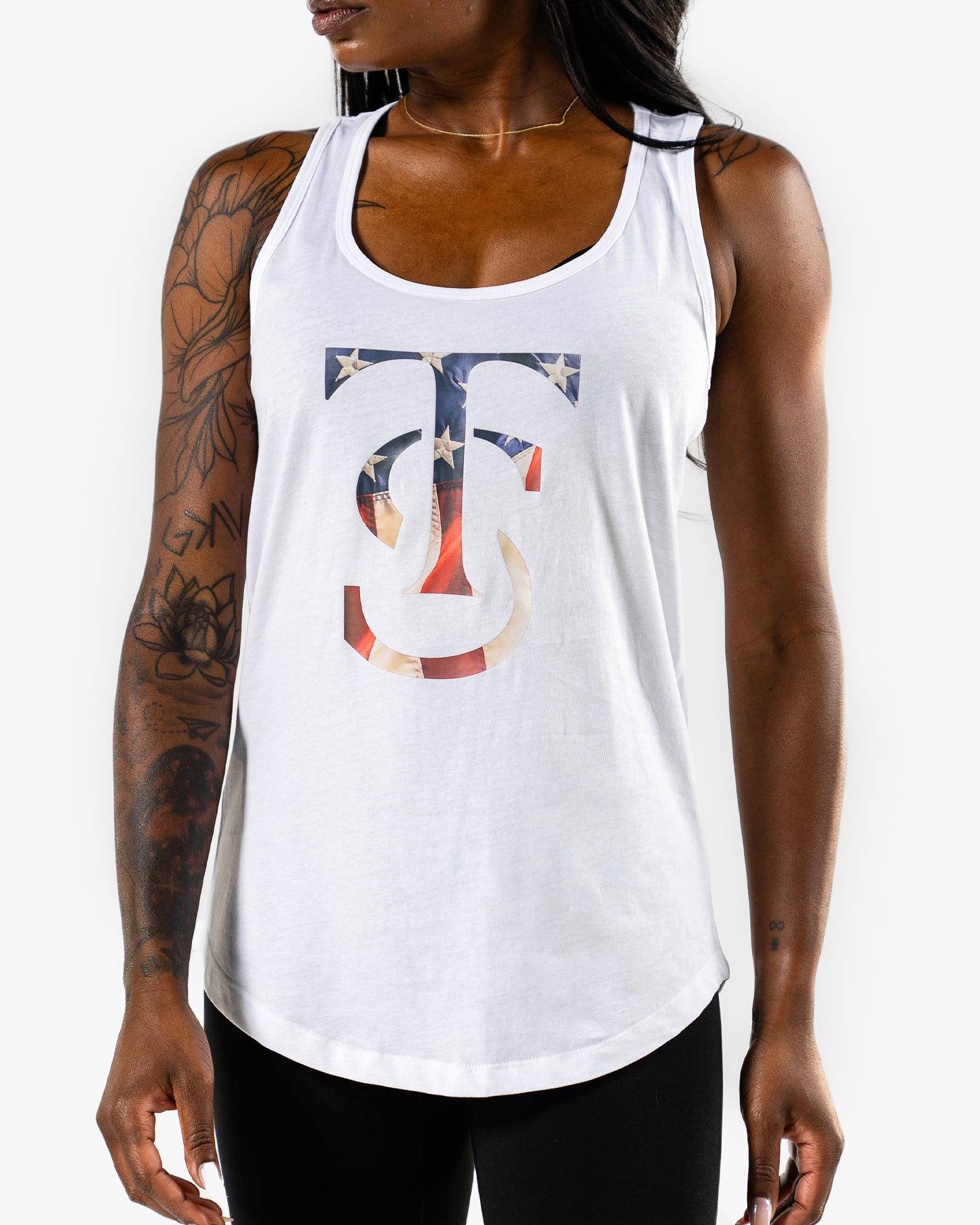 Stars & Stripes Racerback Tank - White