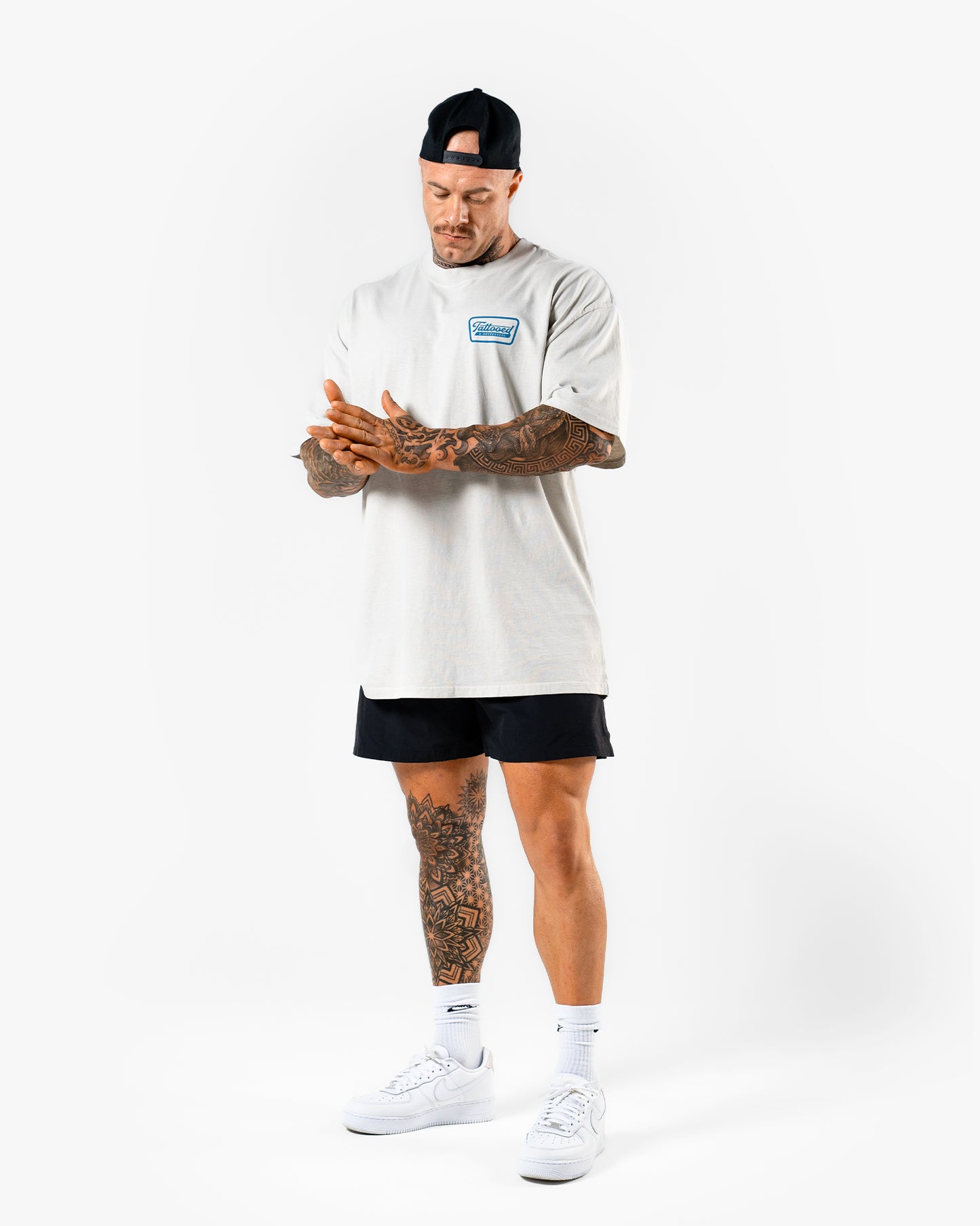 Oversize Vintage Tee - Bone w/ Blue