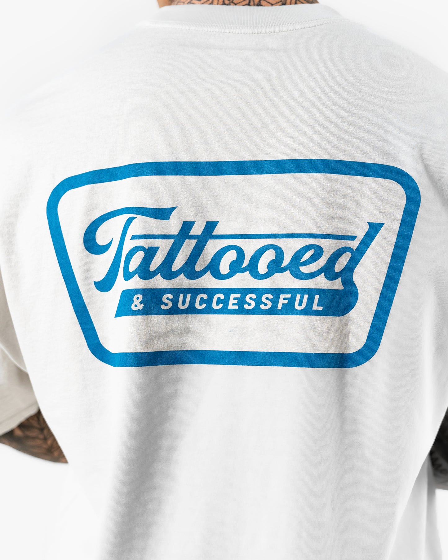 Oversize Vintage Tee - Bone w/ Blue
