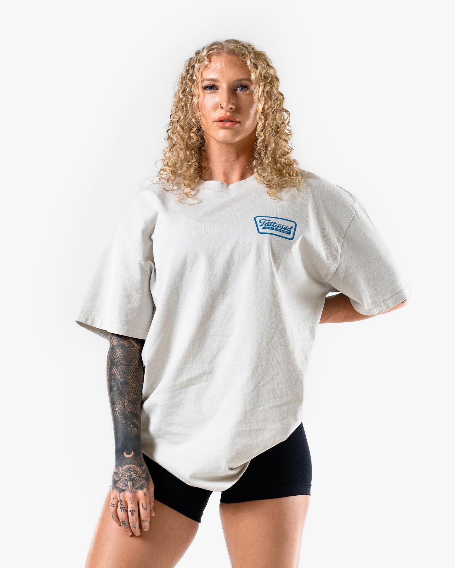 Oversize Vintage Tee - Bone w/ Blue