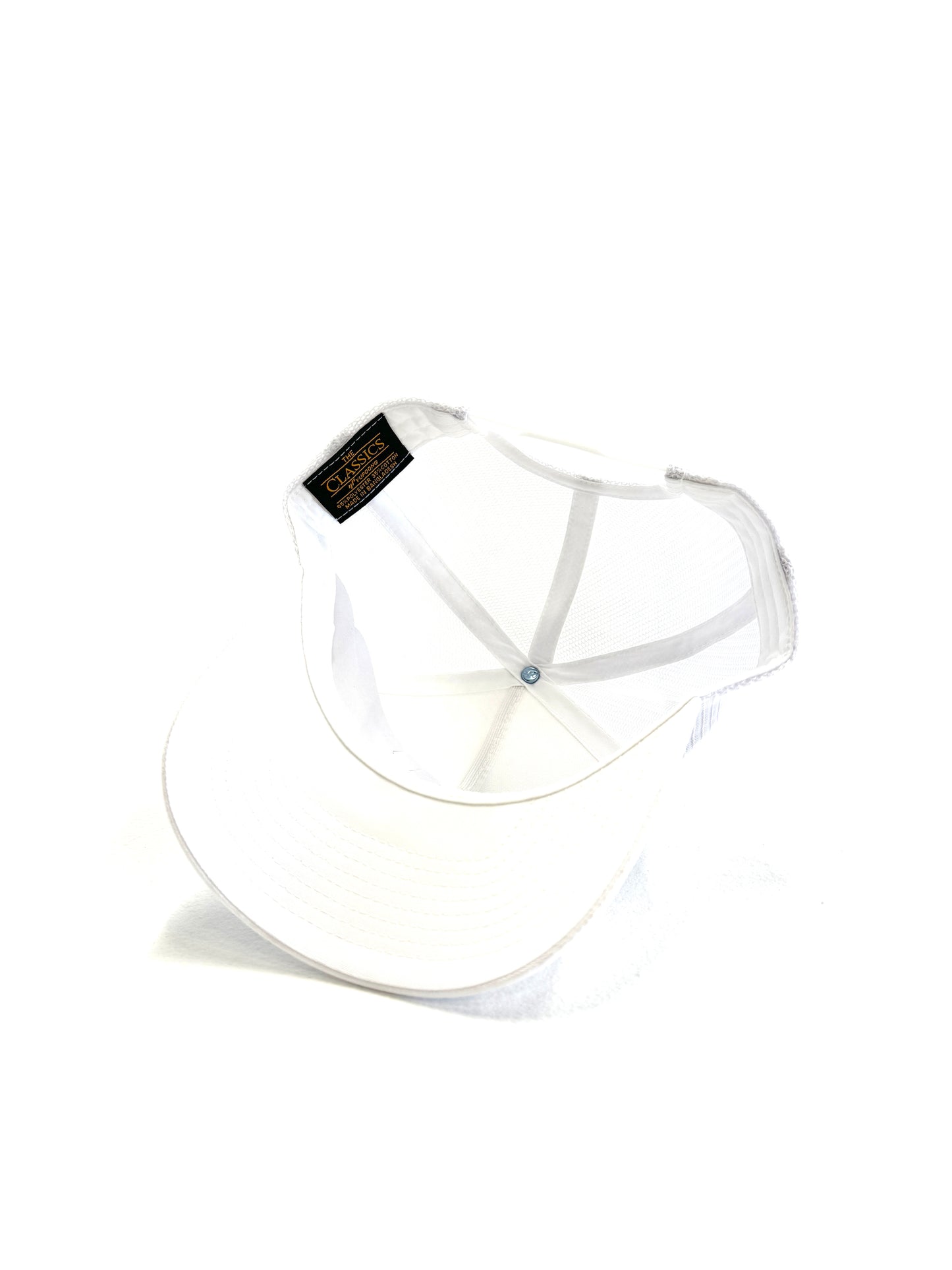 Leather Patch 5 Panel Retro Trucker Hat - White