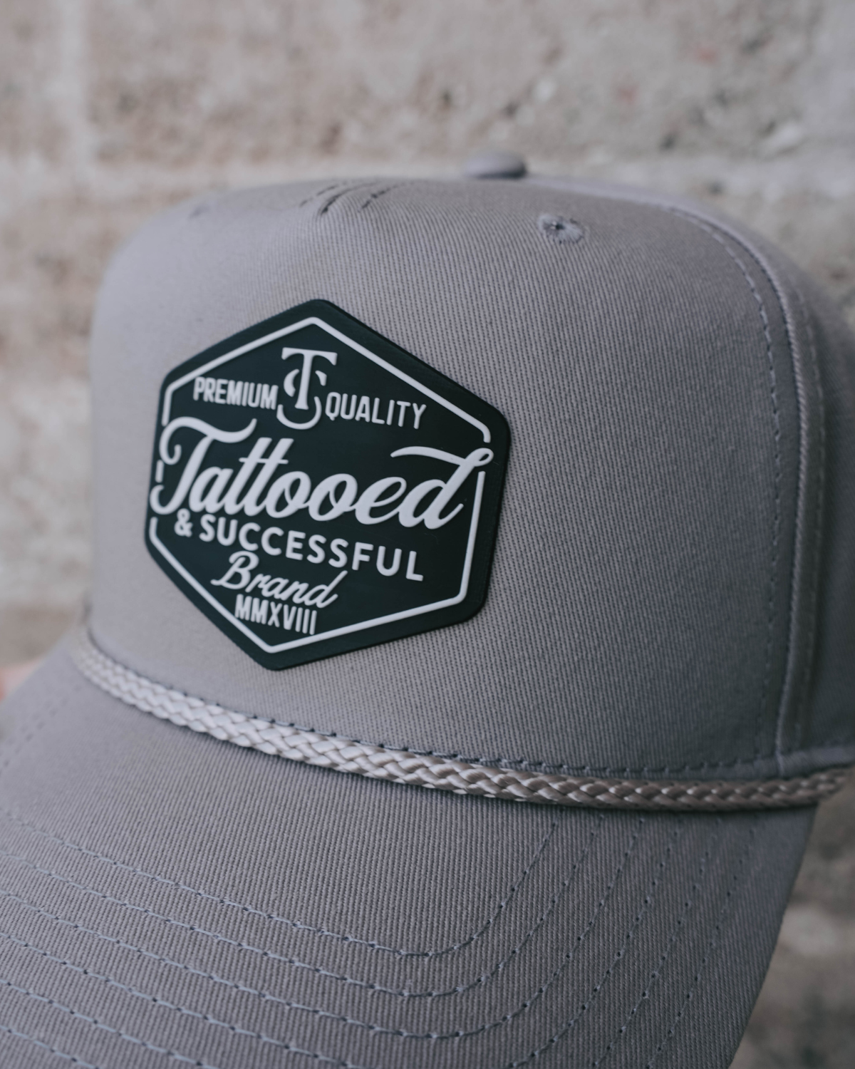 Brand 5 Panel Rope Hat - Grey