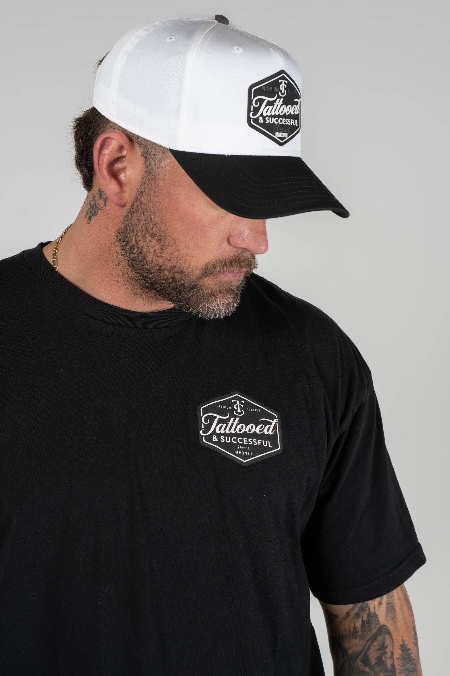 Brand 5 Panel Hat - White/Black