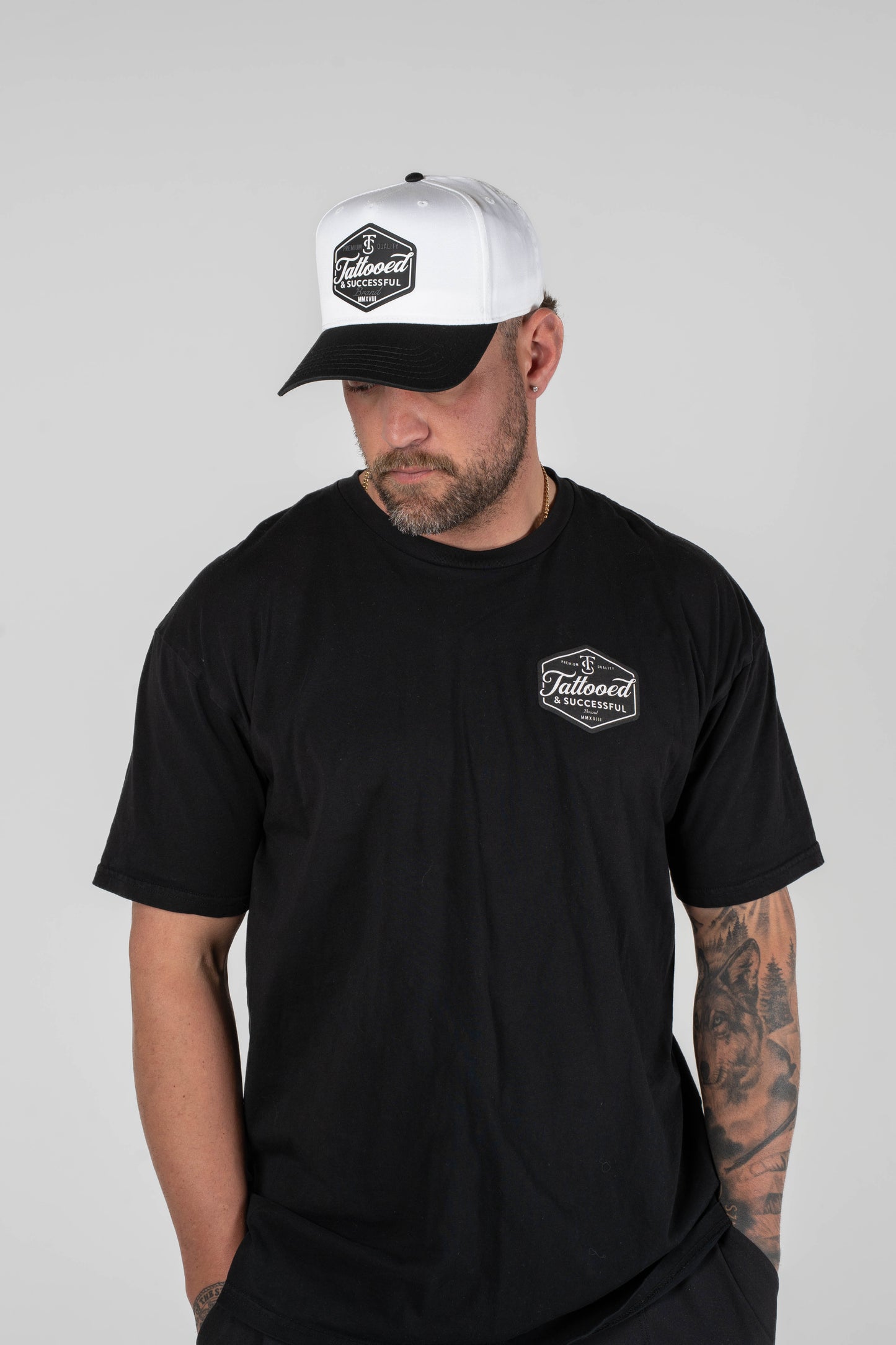 Brand 5 Panel Hat - White/Black