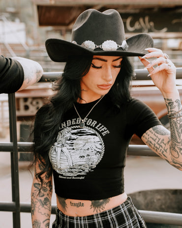 Branded For Life Baby Tee- Blk/white