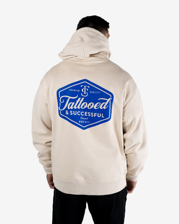 Brand Heavy Hood - Ecru W/ Blue