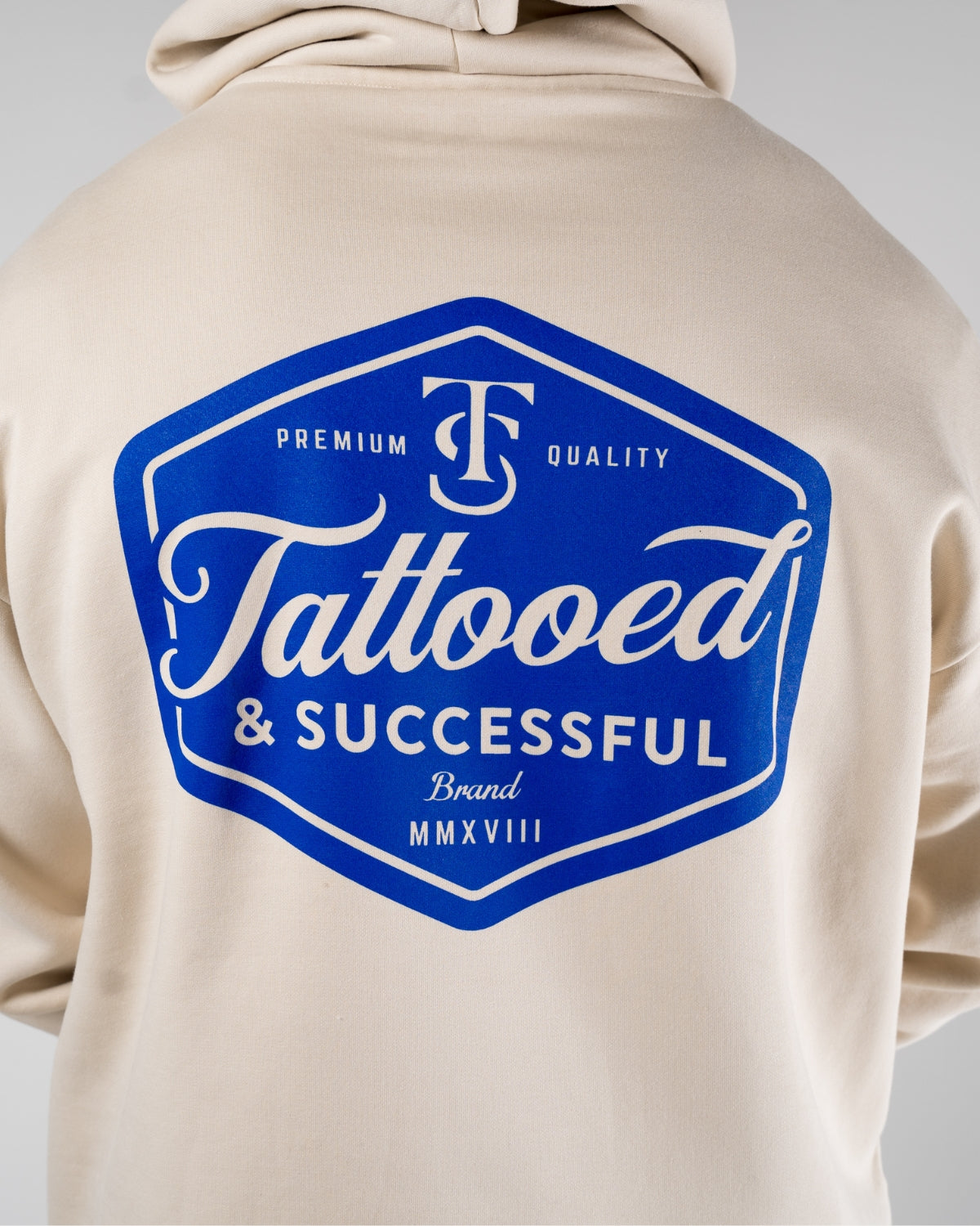 Brand Heavy Hood - Ecru W/ Blue