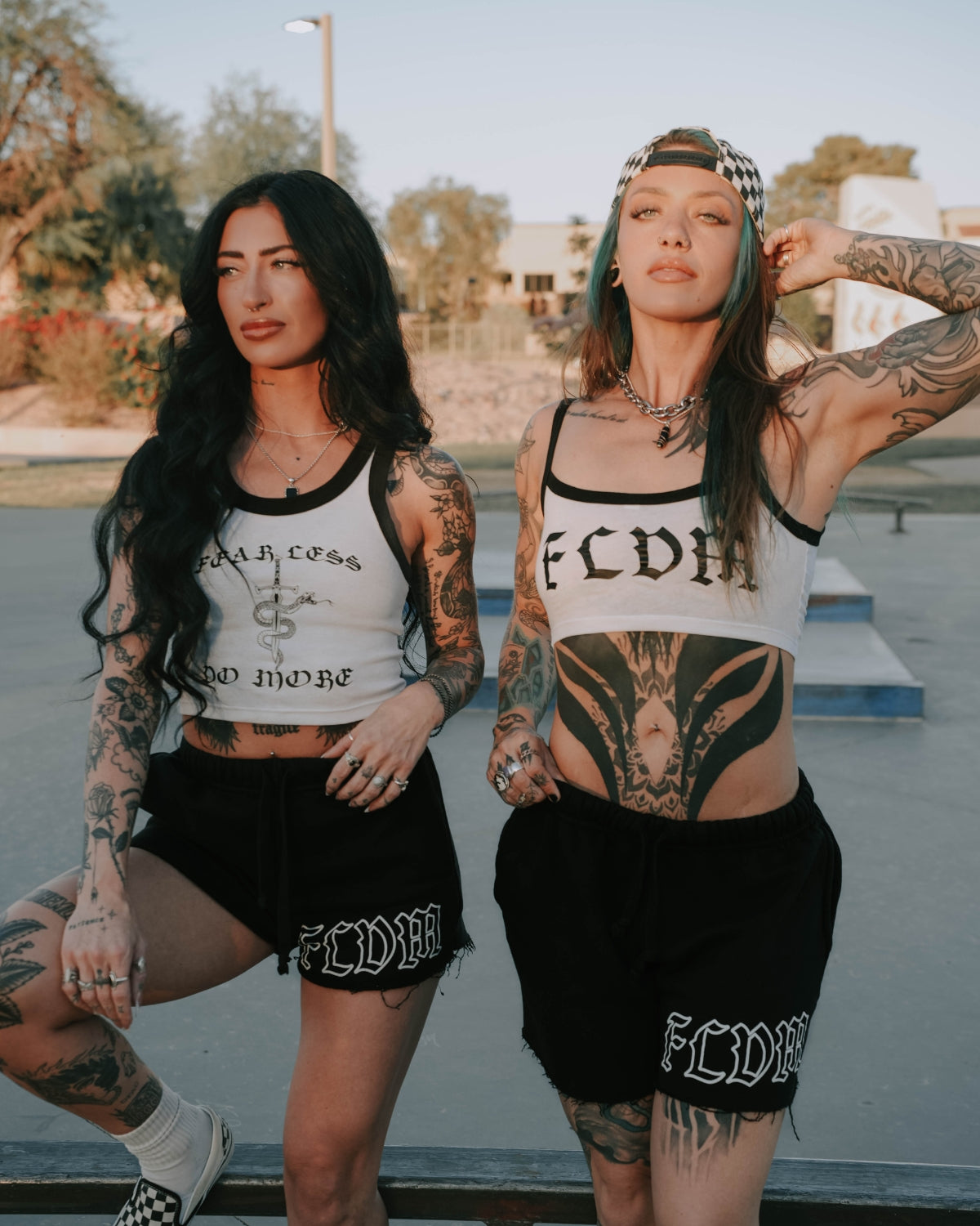 FLDM Crop Tank- White/Black