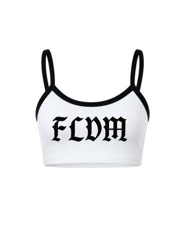 FLDM Spaghetti Crop Tank- White/Black