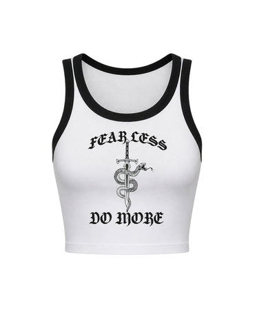 FLDM Sporty Crop Tank- White/Black