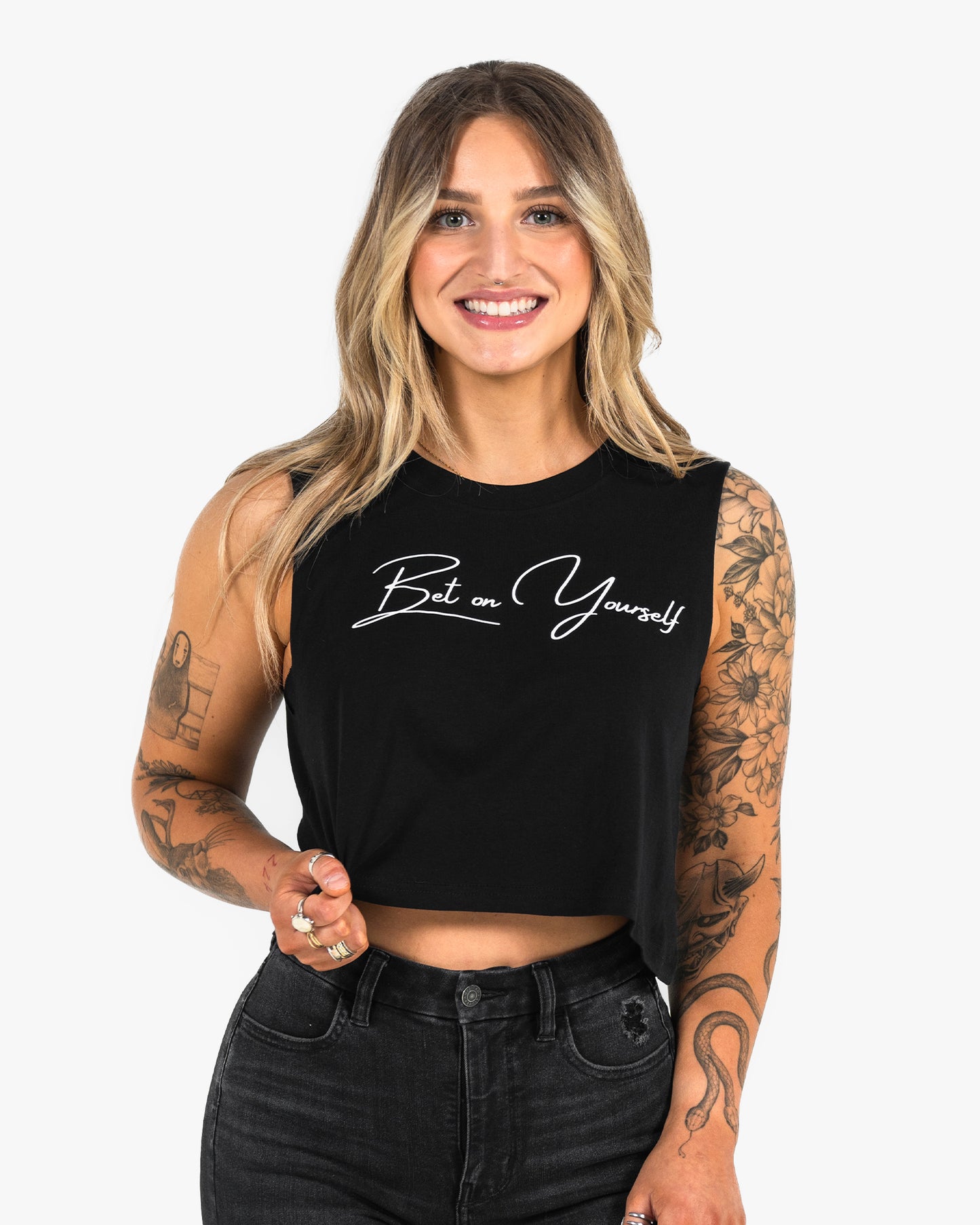 Bet On Yourself Crop Tank - Black