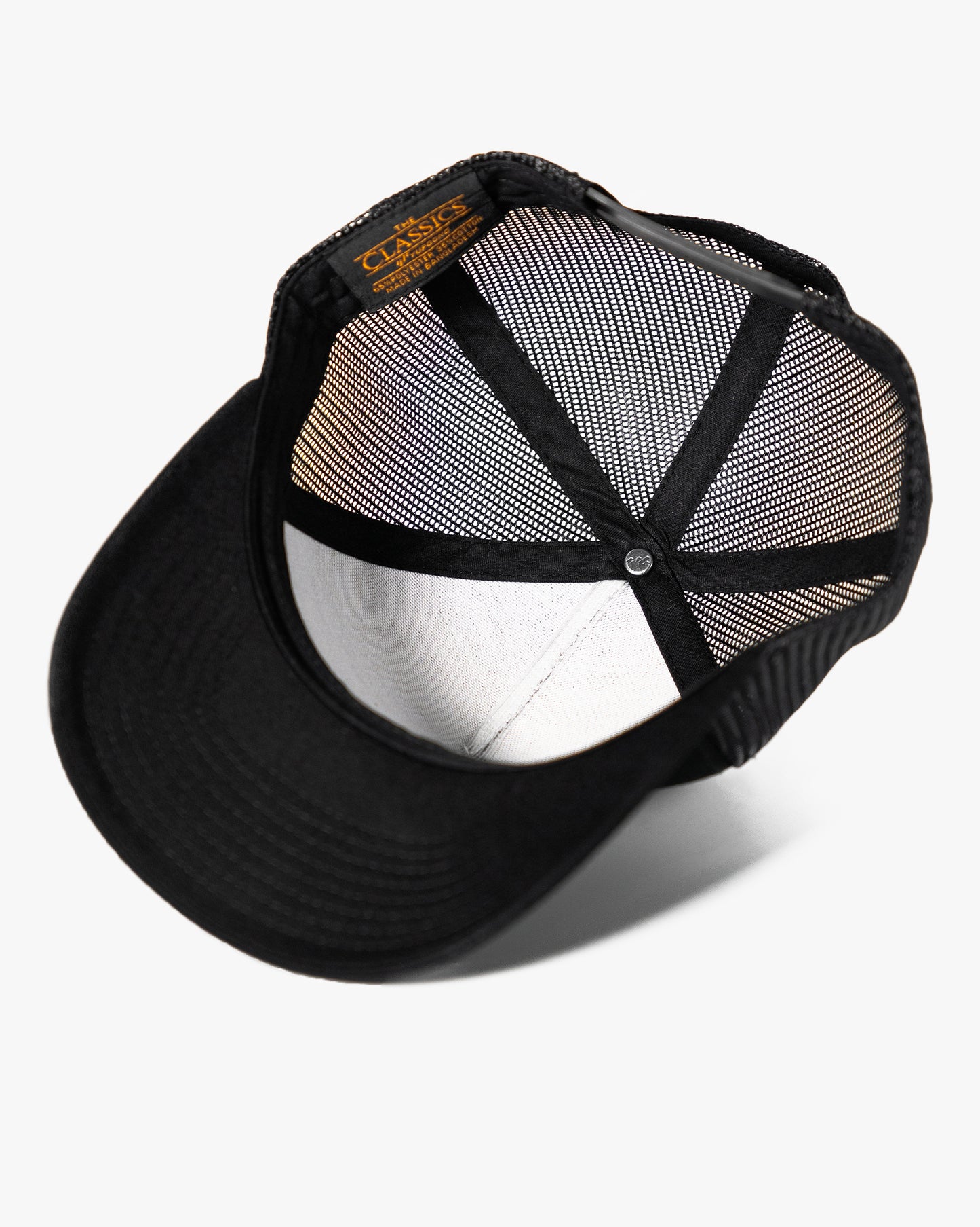 Leather Patch 5 Panel Retro Trucker Hat - Black