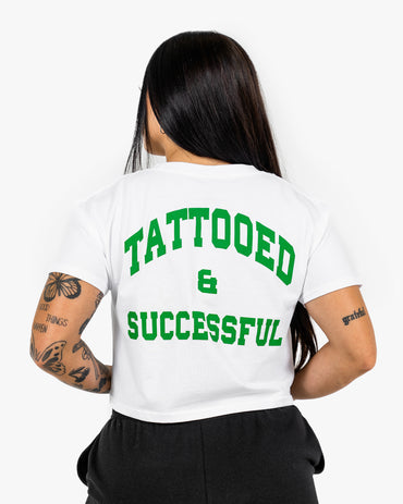 WKND Crop Tee - White w/ Green