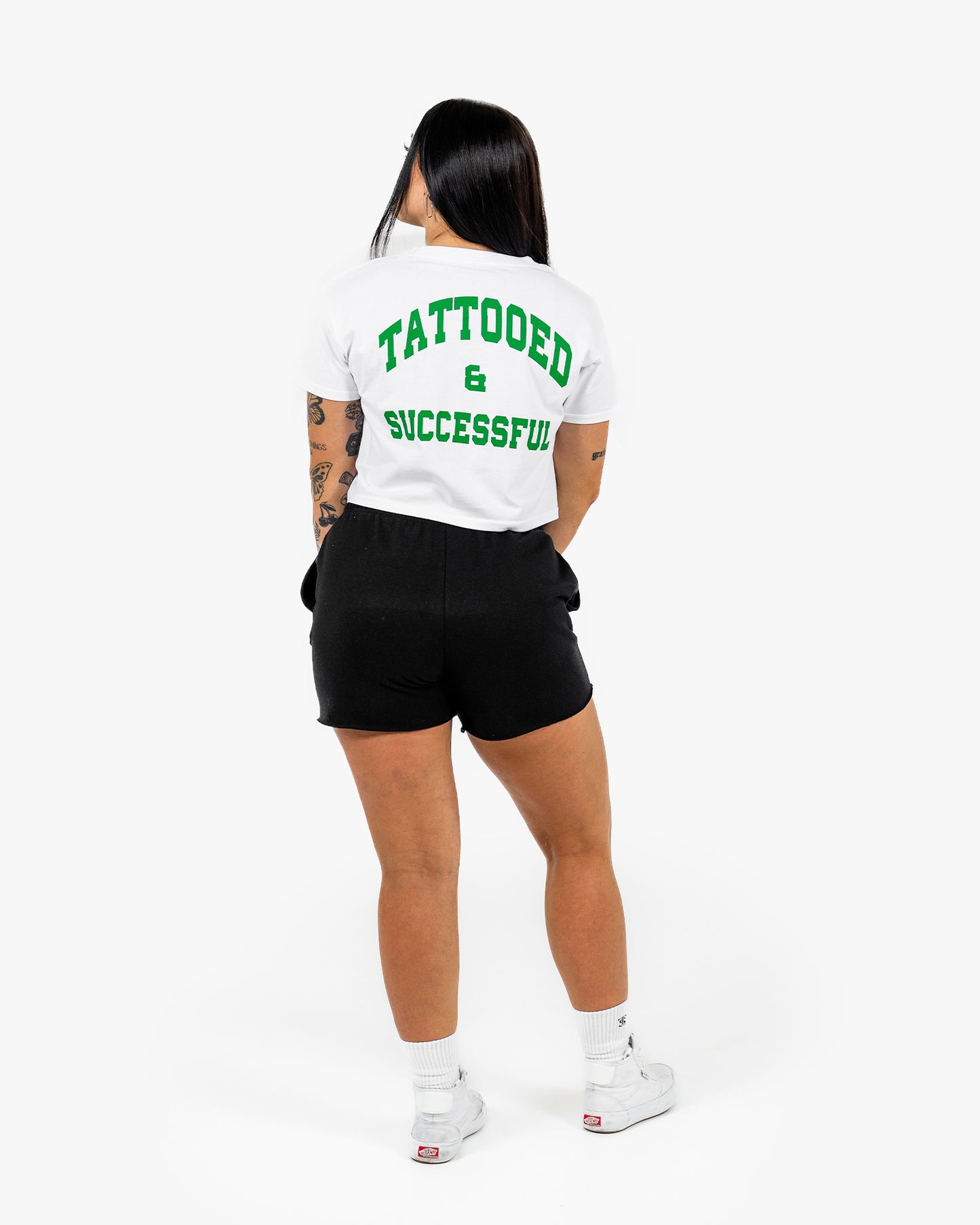 WKND Crop Tee - White w/ Green