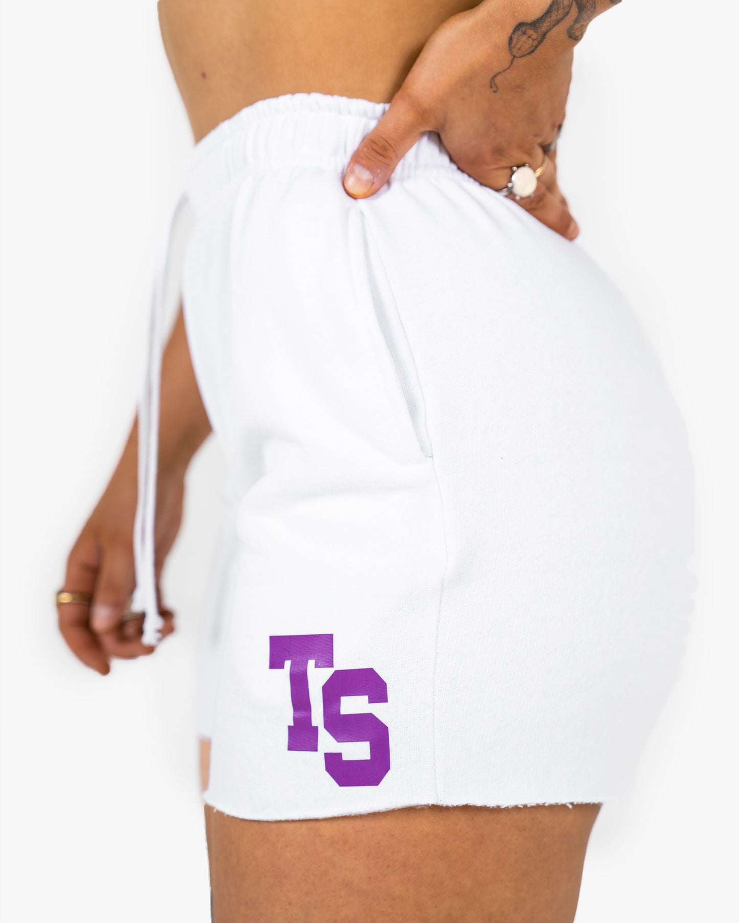 WKND Leisure Short - White w/ Purple