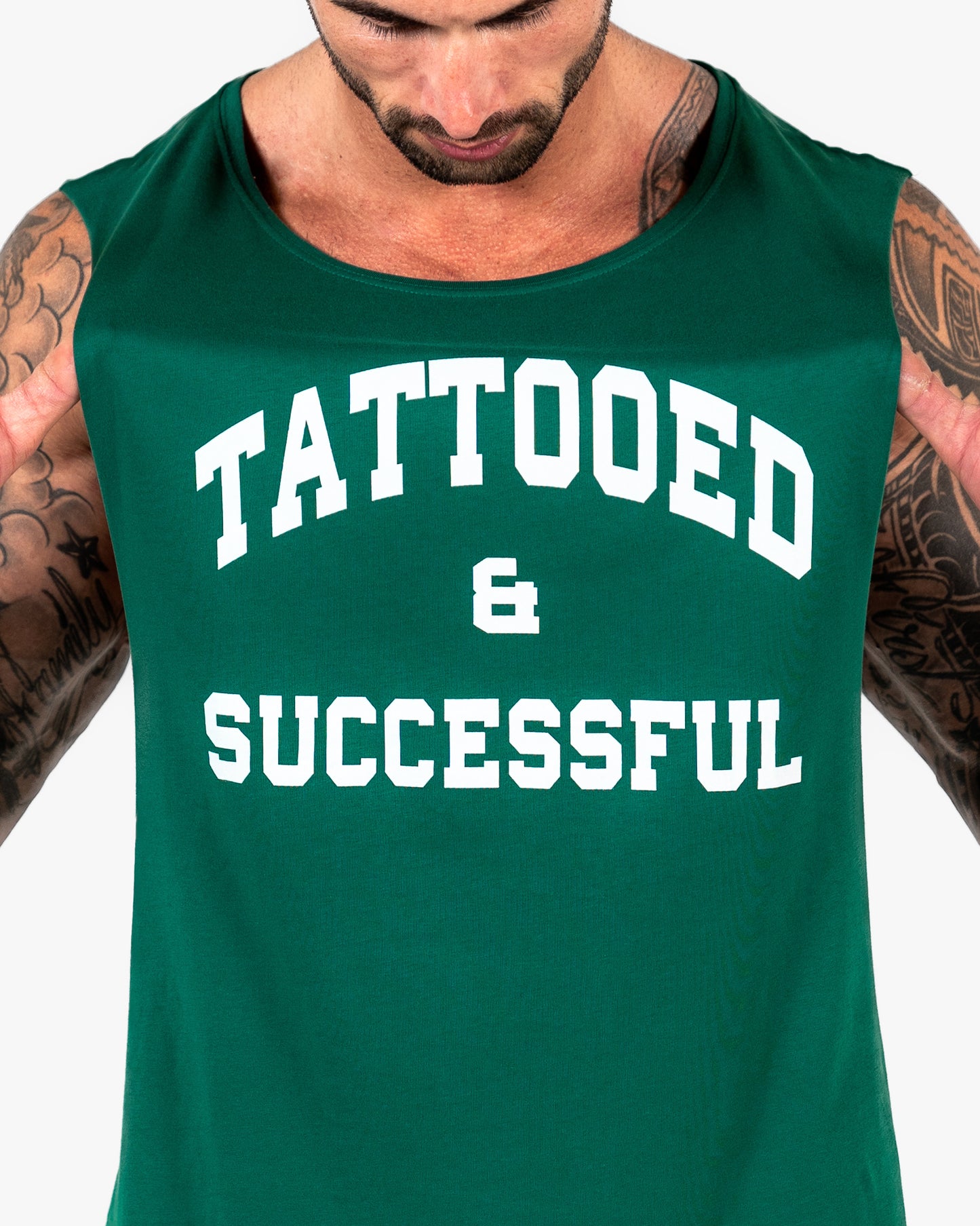 WKND Relaxed Tank - Green w/ White
