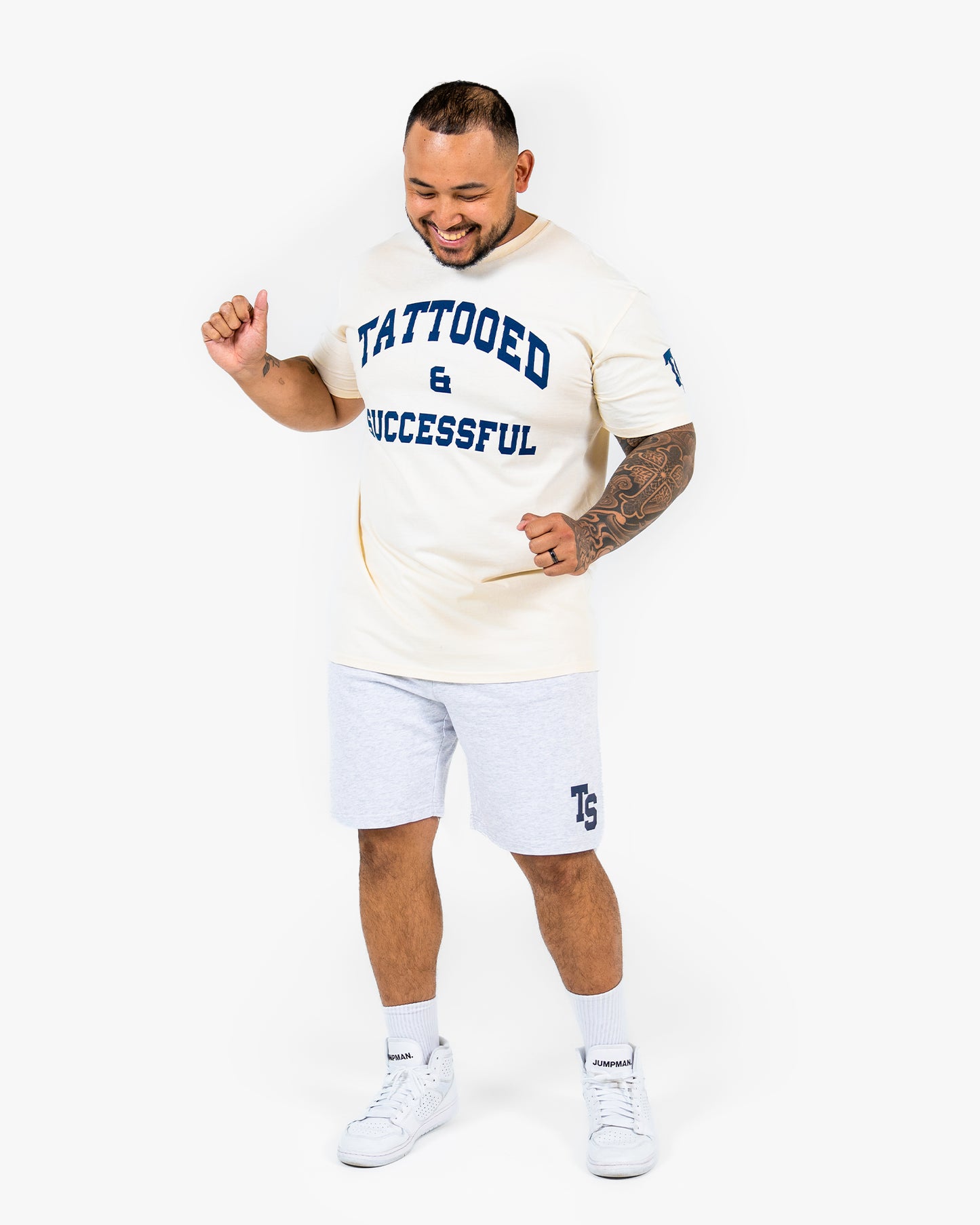 WKND Staple Tee - Ecru w/ Navy