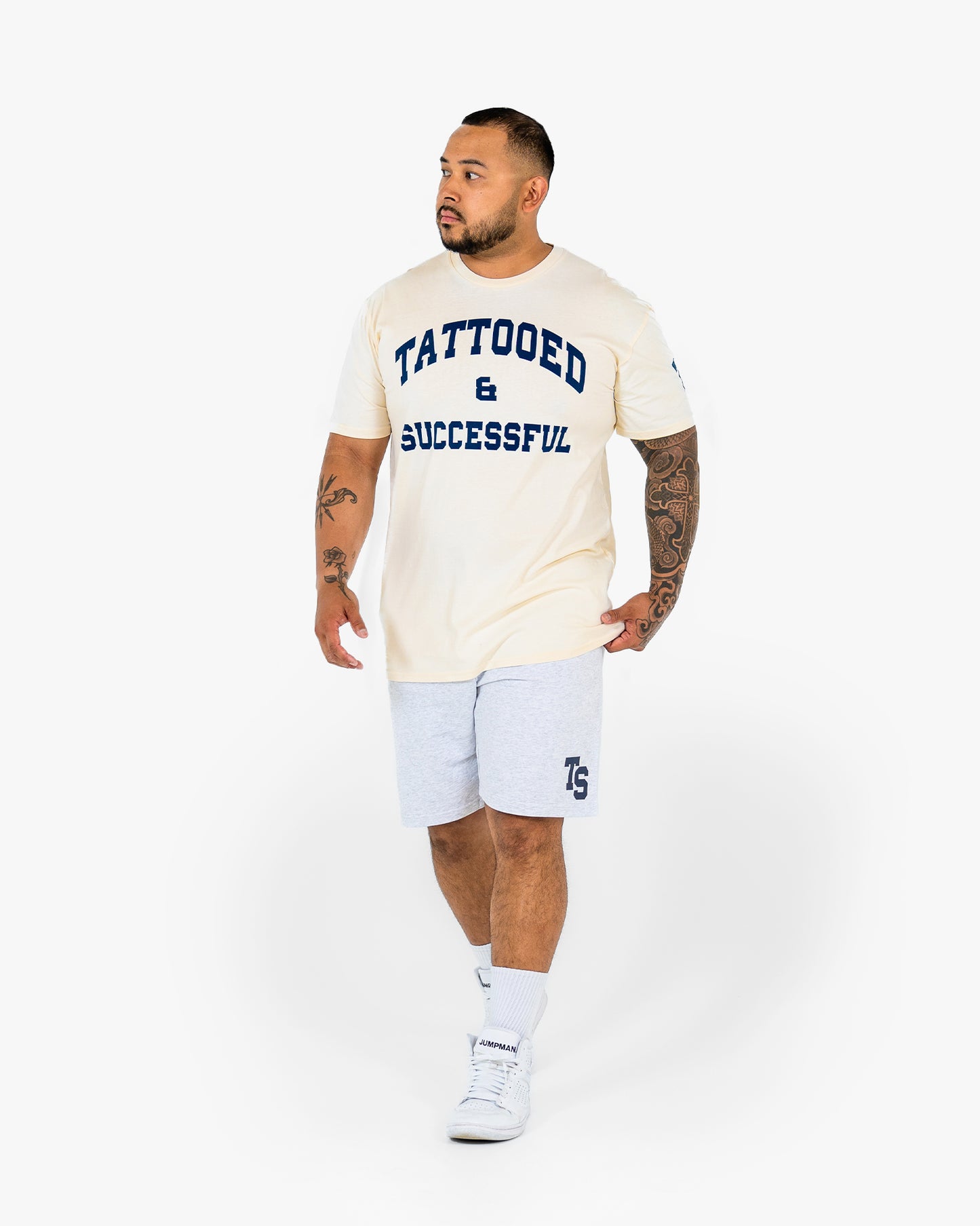 WKND Staple Tee - Ecru w/ Navy