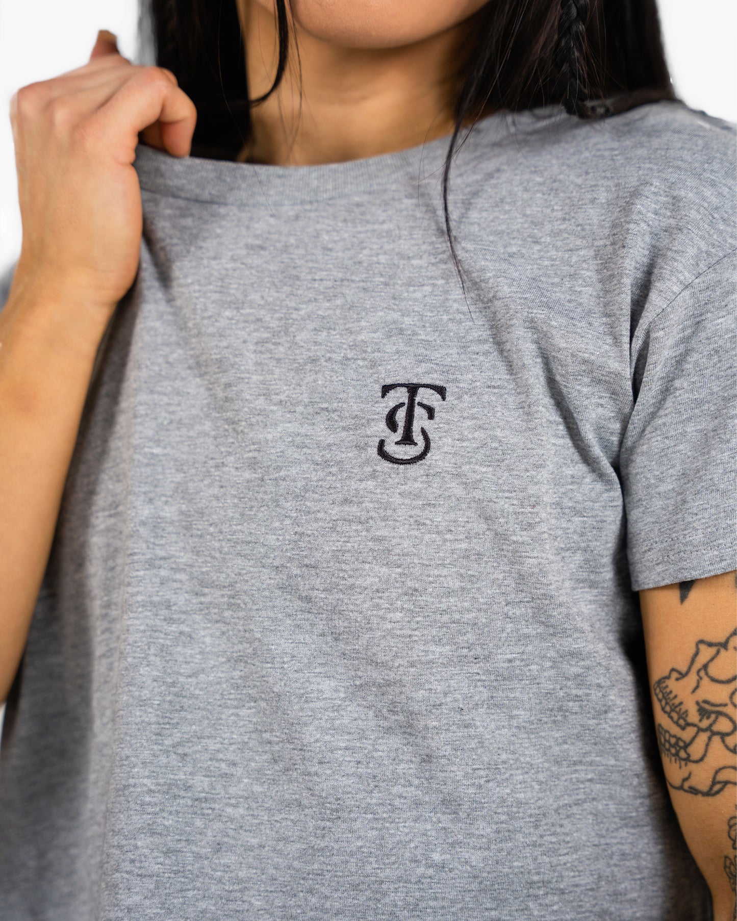 Icon Crop - Heather w/ Black