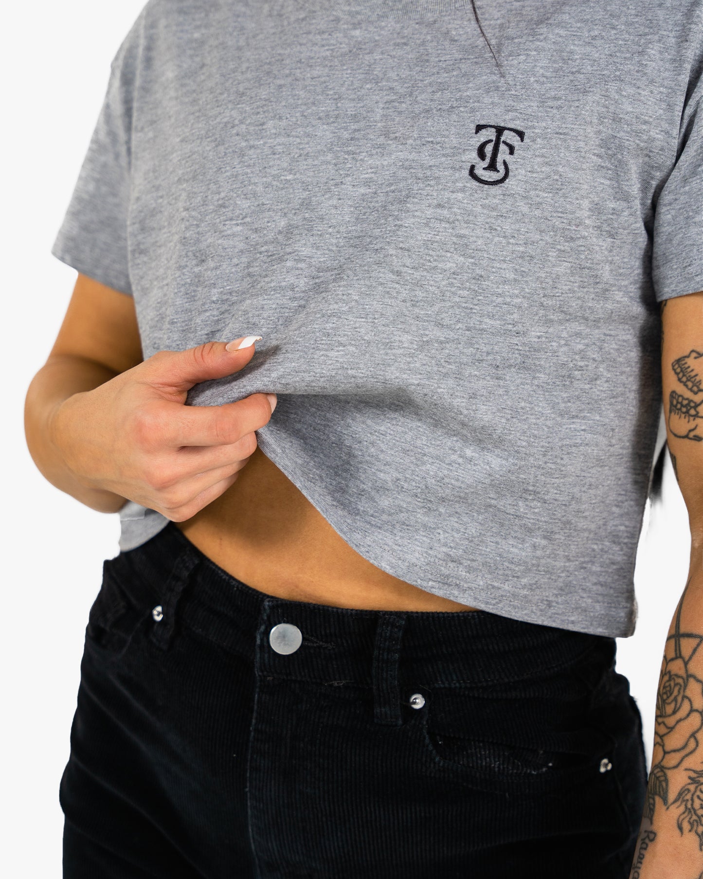 Icon Crop - Heather w/ Black