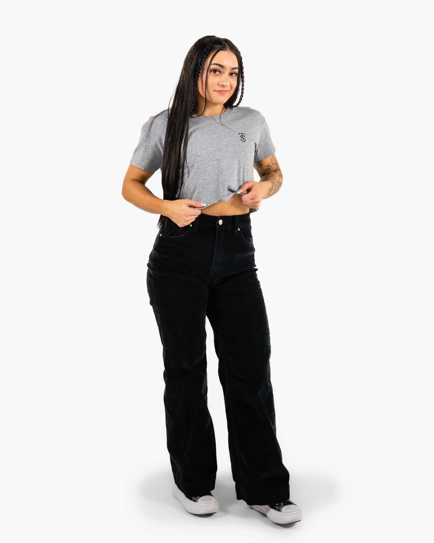 Icon Crop - Heather w/ Black