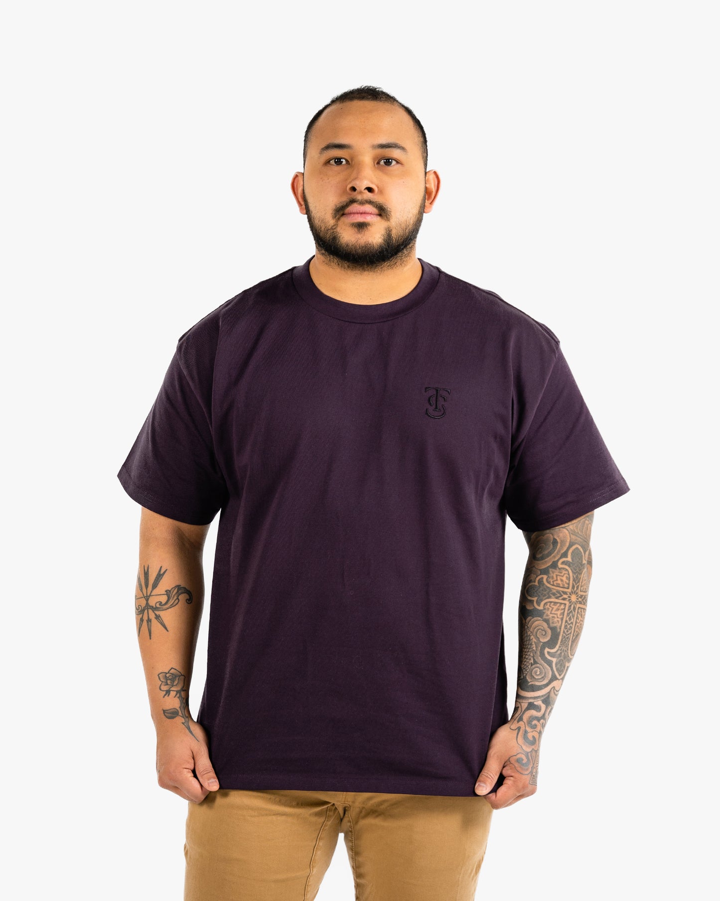 Icon Heavyweight Tee - Plum w/ Black
