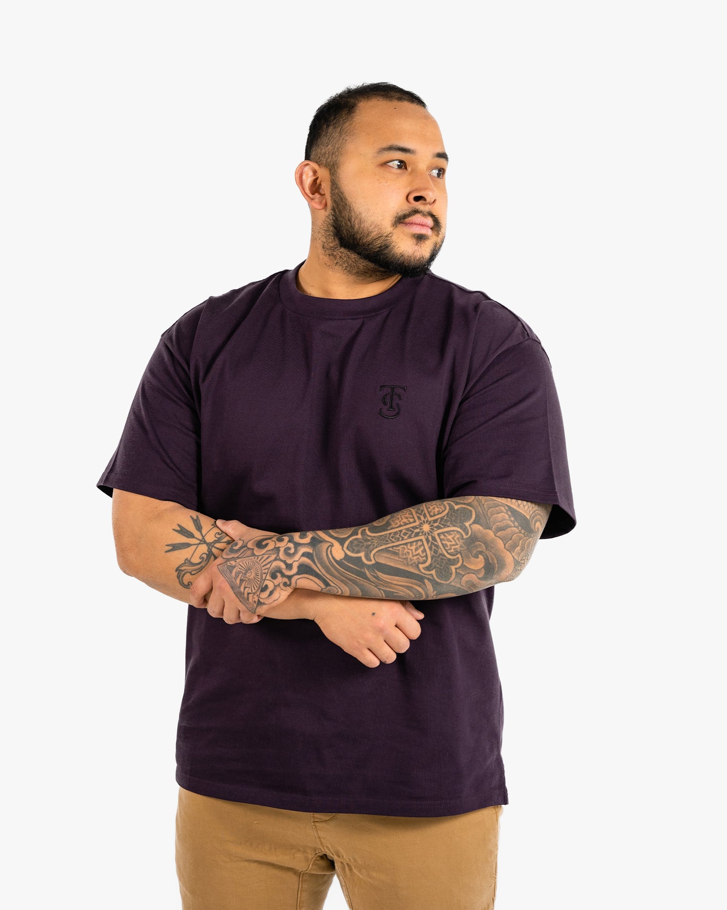 Icon Heavyweight Tee - Plum w/ Black