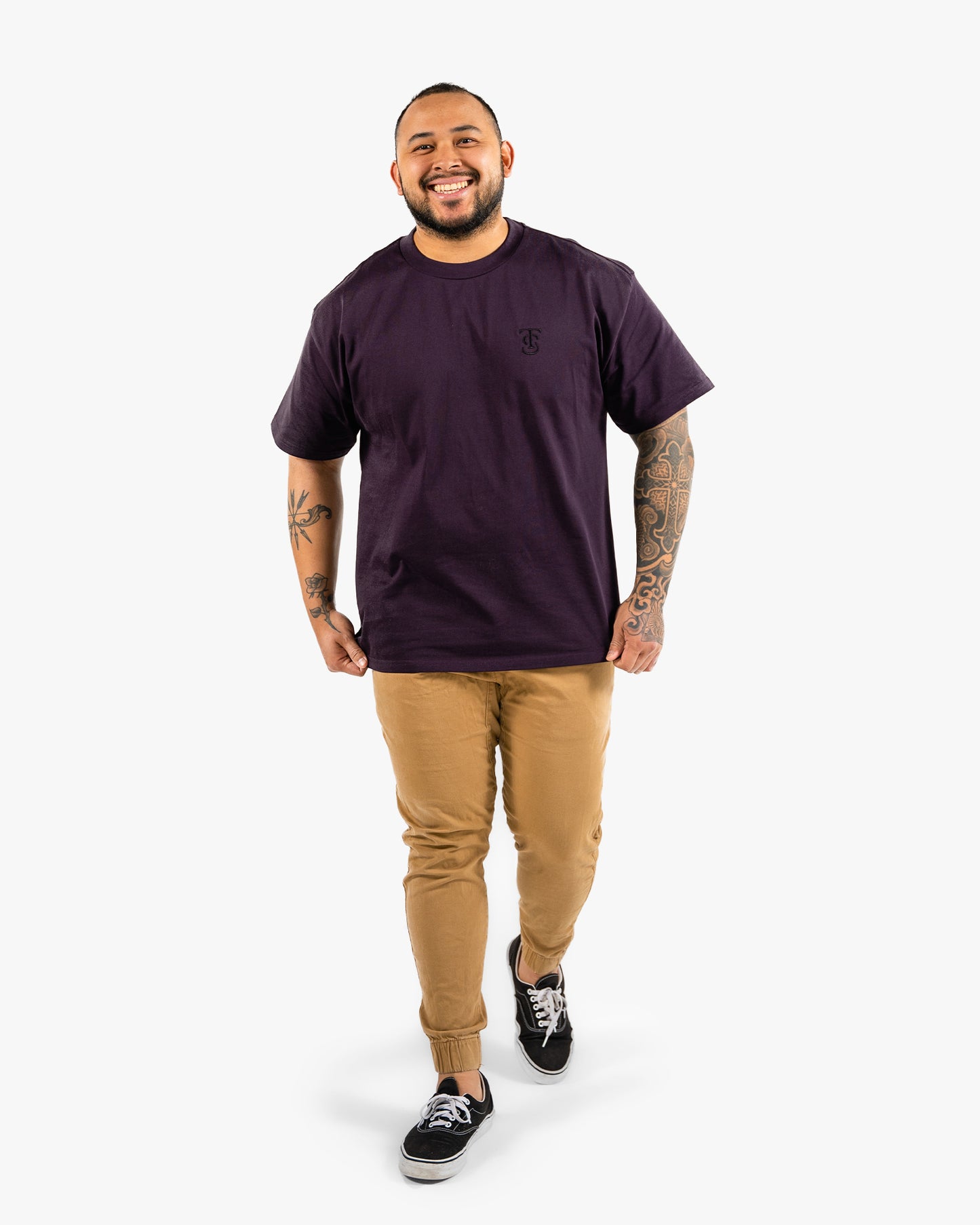 Icon Heavyweight Tee - Plum w/ Black