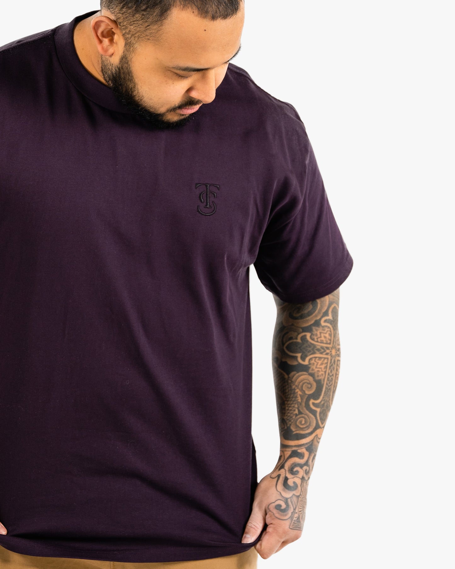 Icon Heavyweight Tee - Plum w/ Black