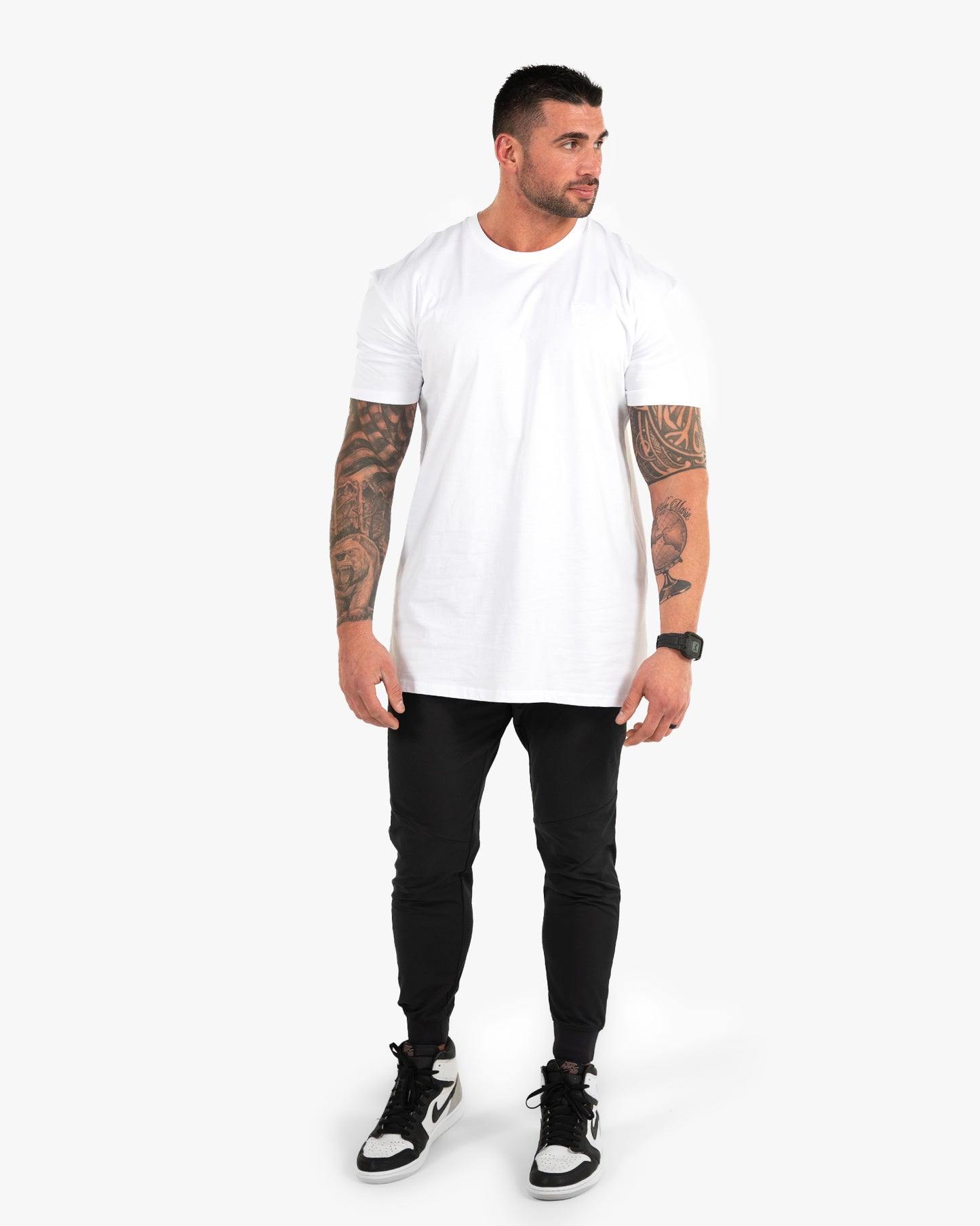 Icon Long Tee - White w/ White