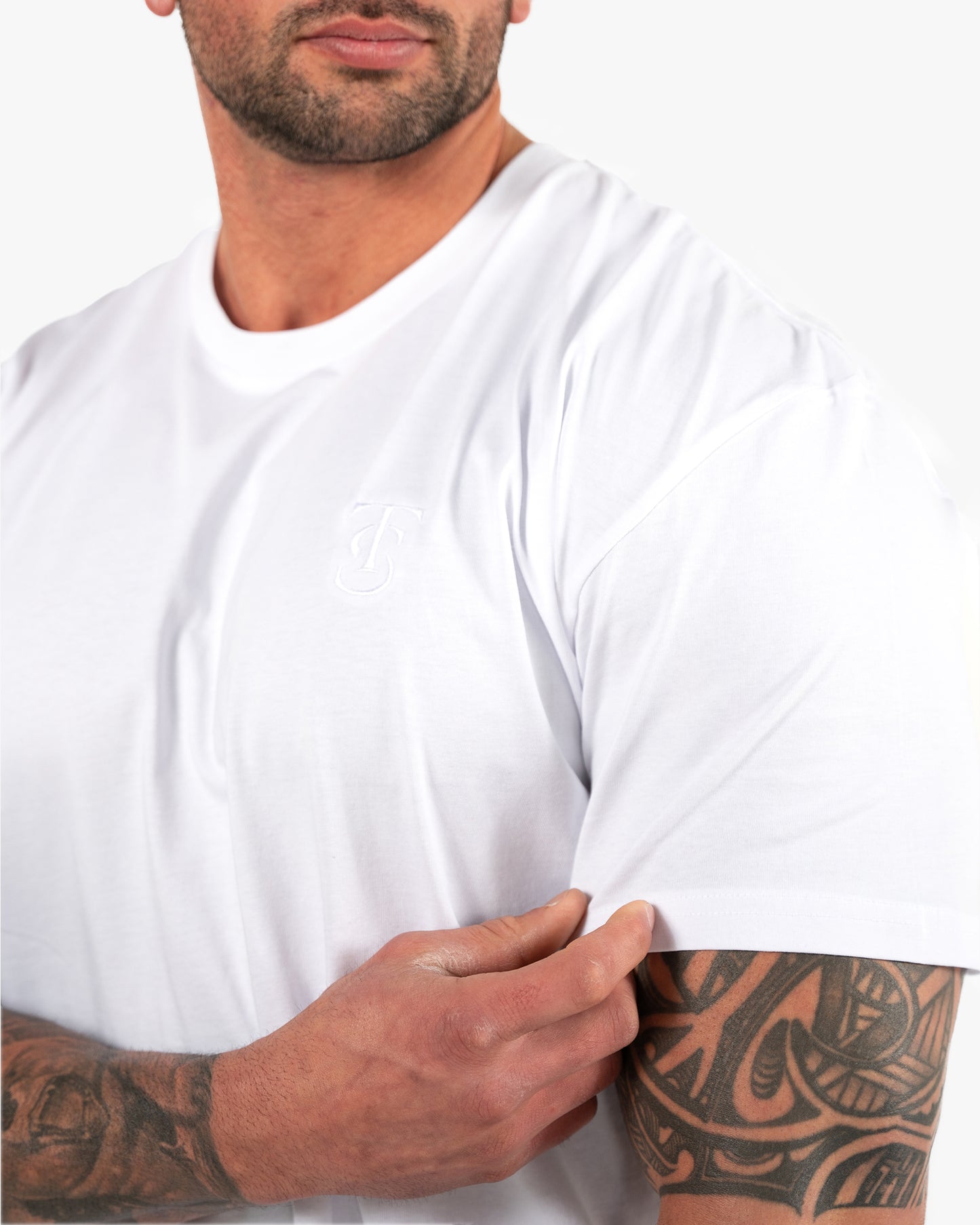 Icon Long Tee - White w/ White