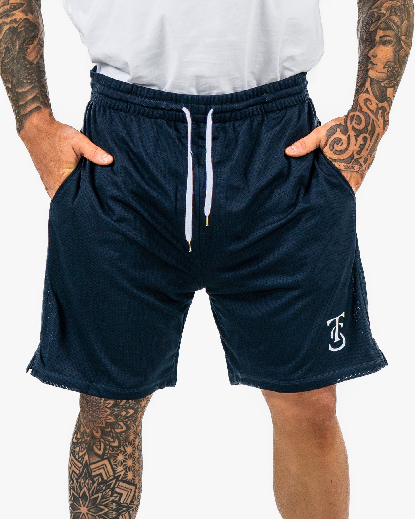 Icon Court Shorts - Navy w/ White