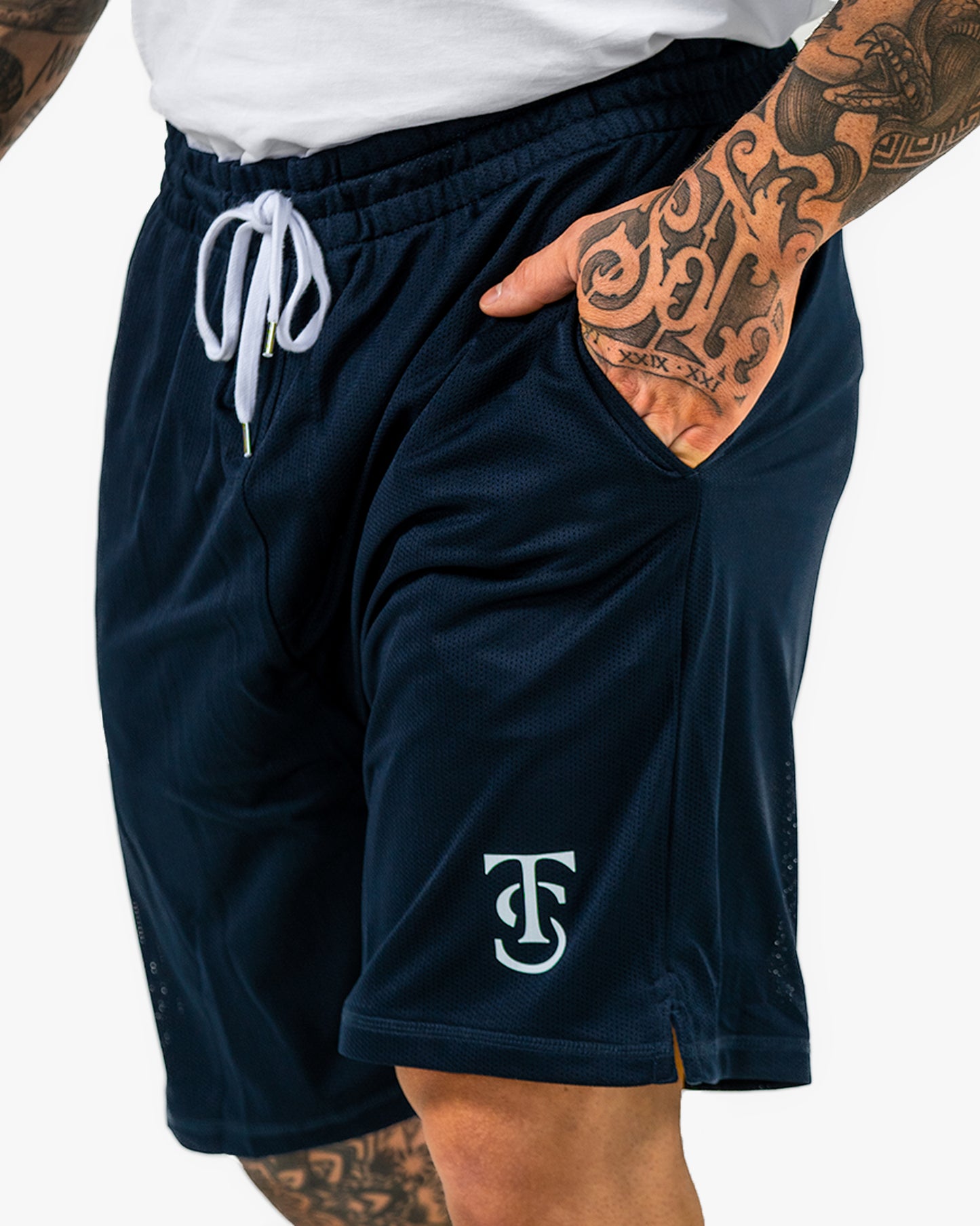 Icon Court Shorts - Navy w/ White