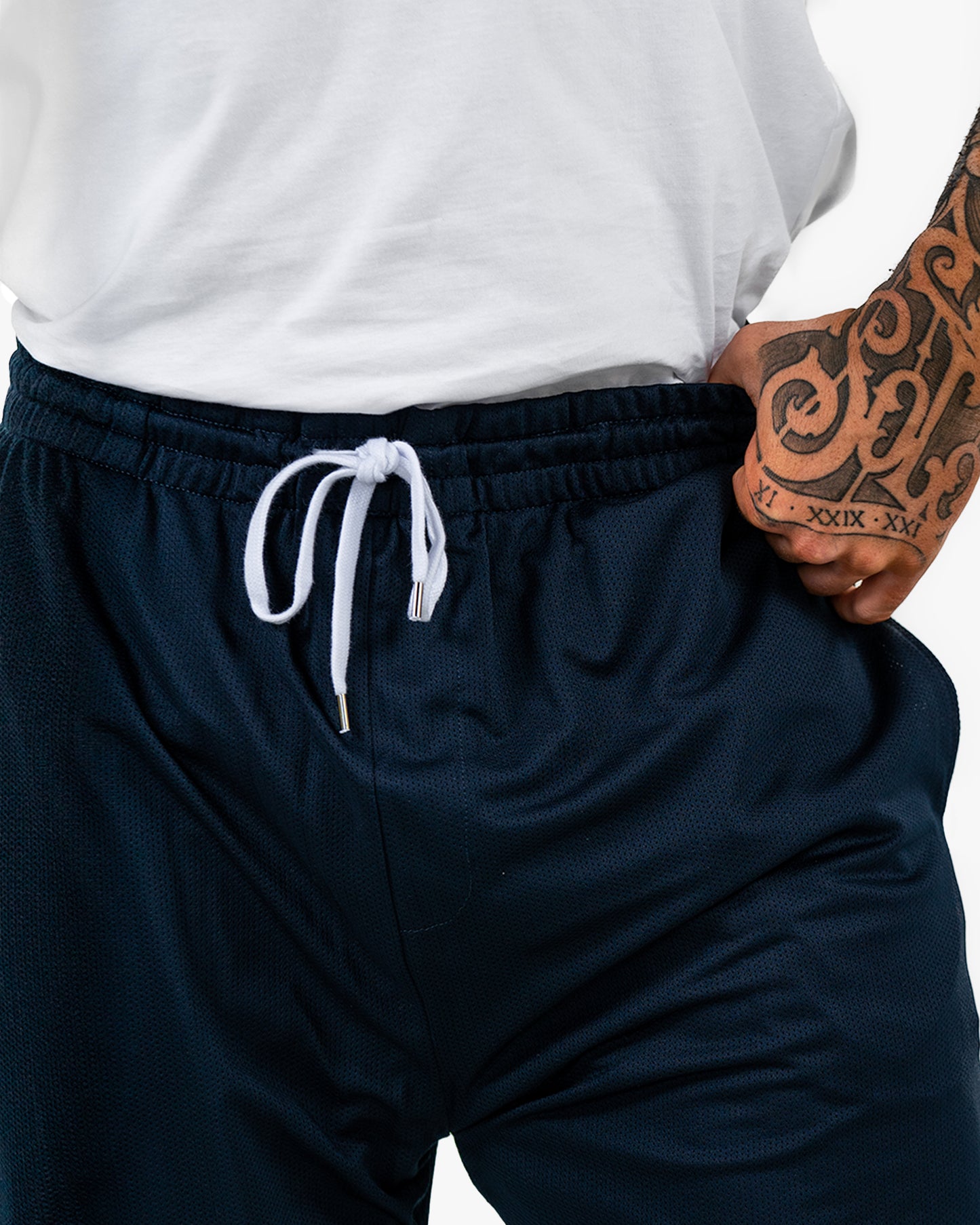 Icon Court Shorts - Navy w/ White