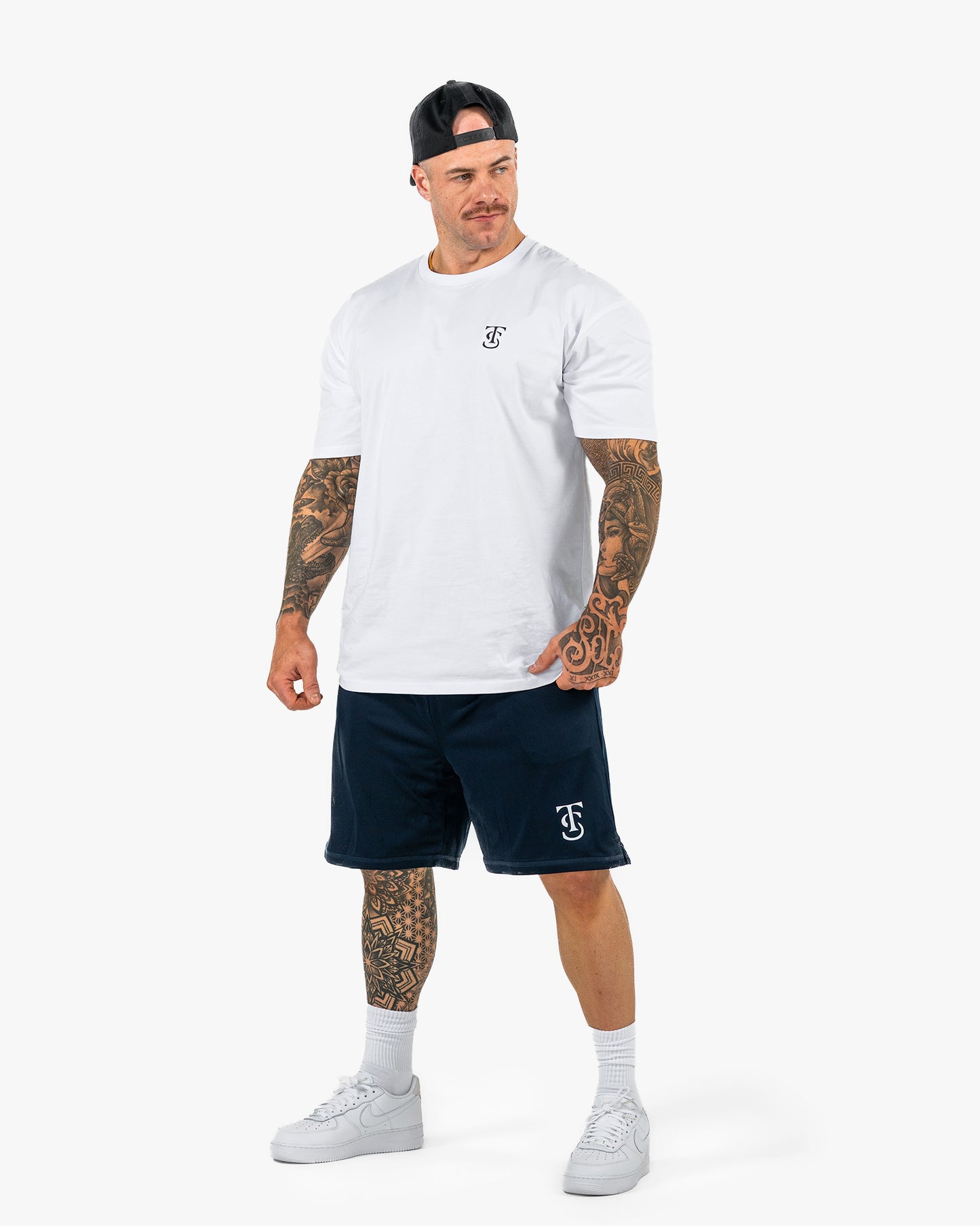 Icon Court Shorts - Navy w/ White