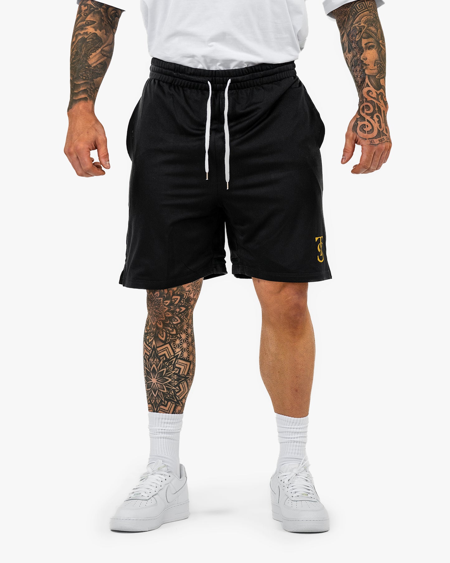 Icon Court Shorts - Black w/ Gold