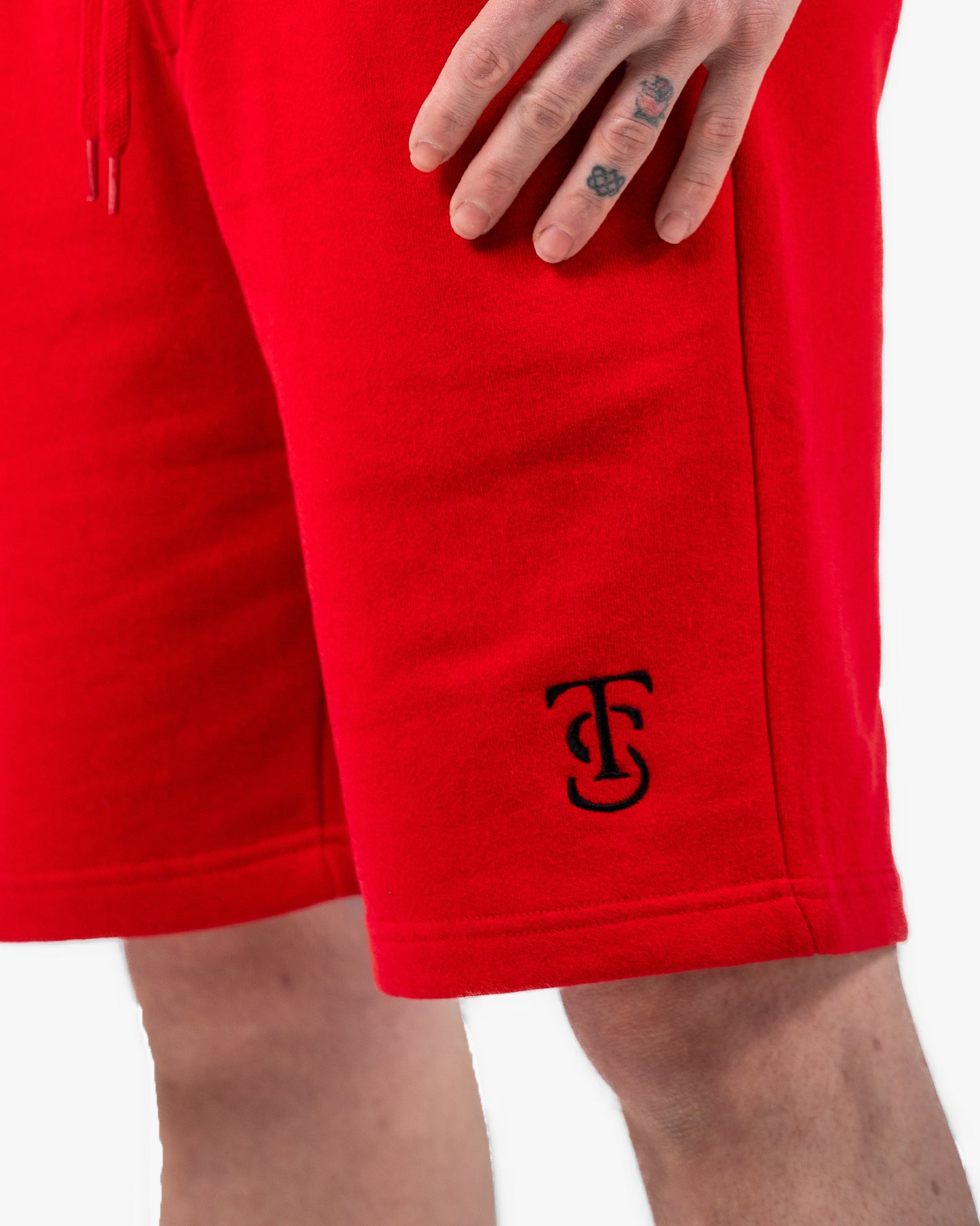Mens Icon Sweat Shorts - Red w/ Black
