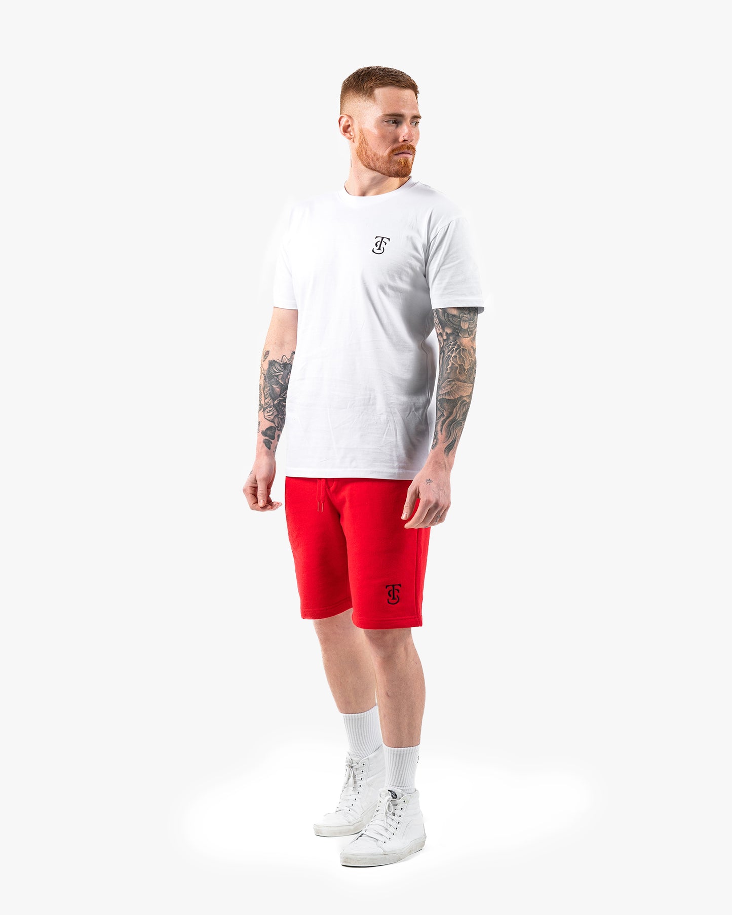 Mens Icon Sweat Shorts - Red w/ Black