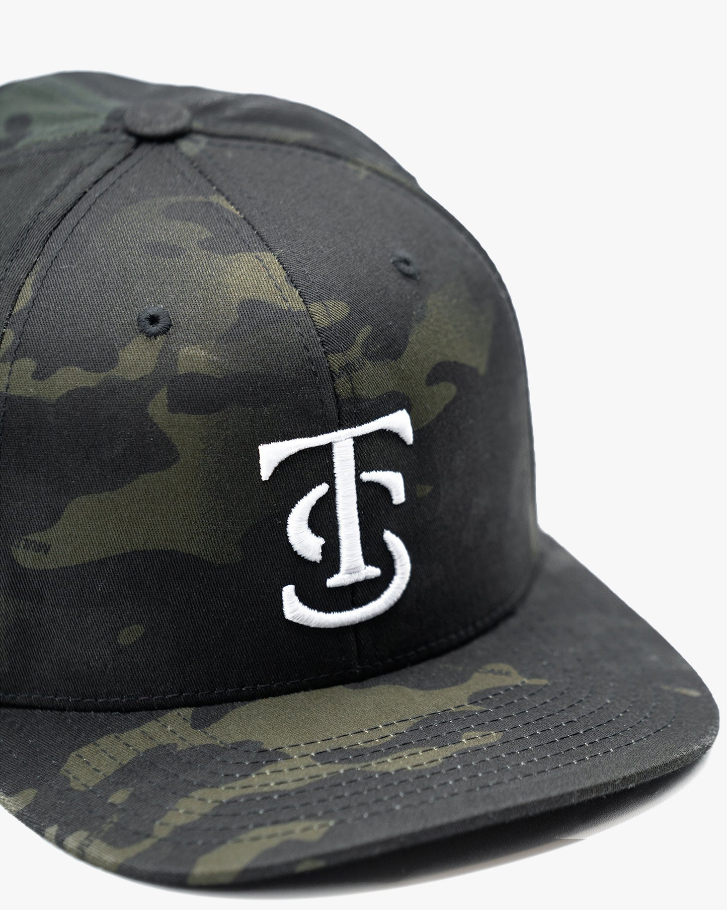 Icon Snapback Hat- Black Camo w/ White