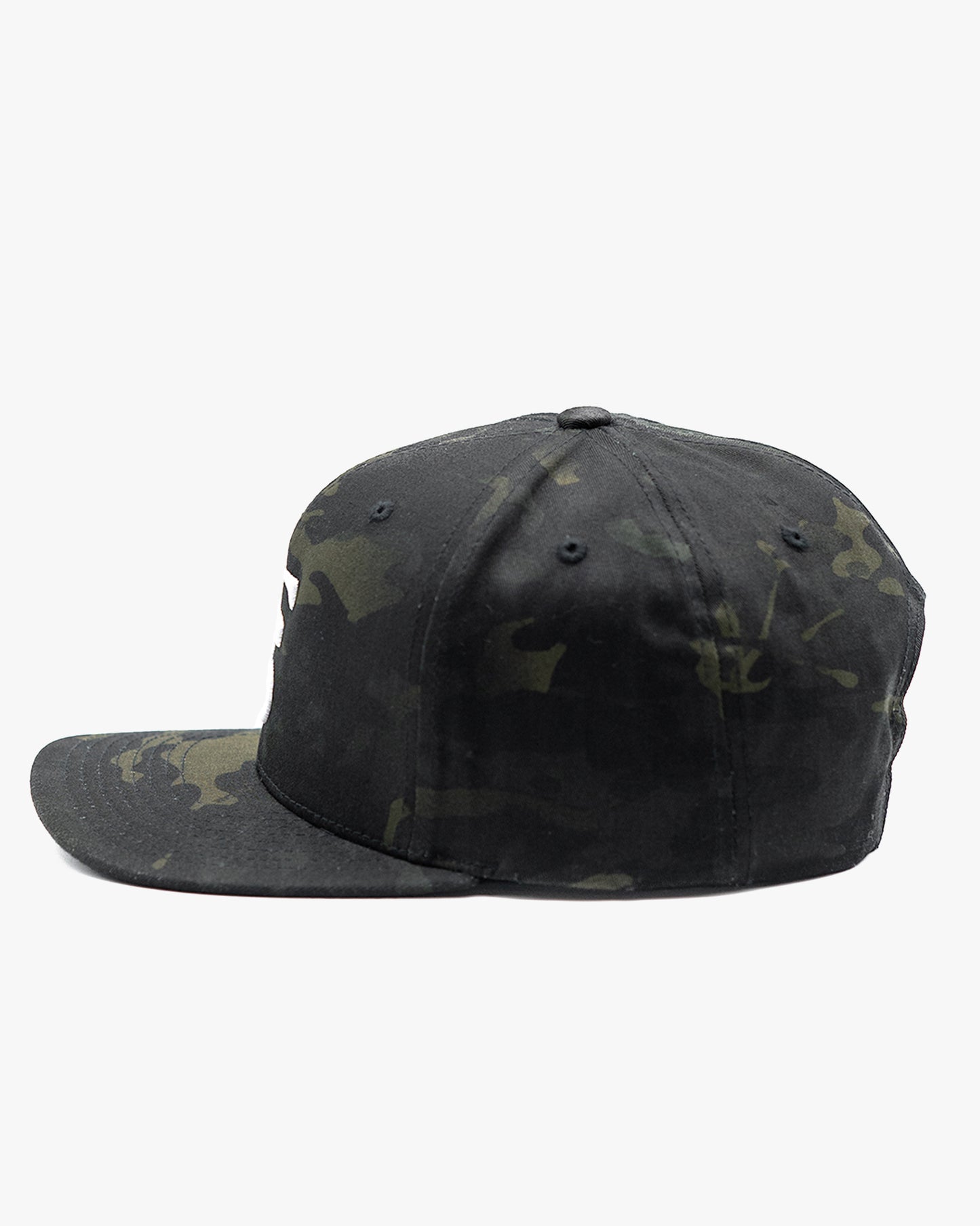 Icon Snapback Hat- Black Camo w/ White