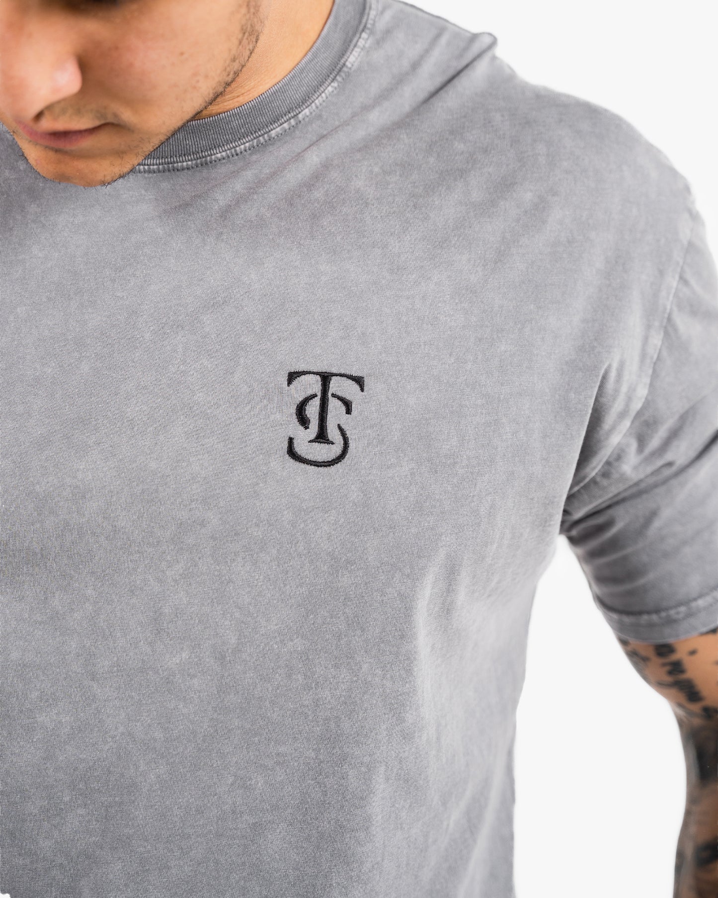 Icon Stone Wash Tee - Ash w/ Black