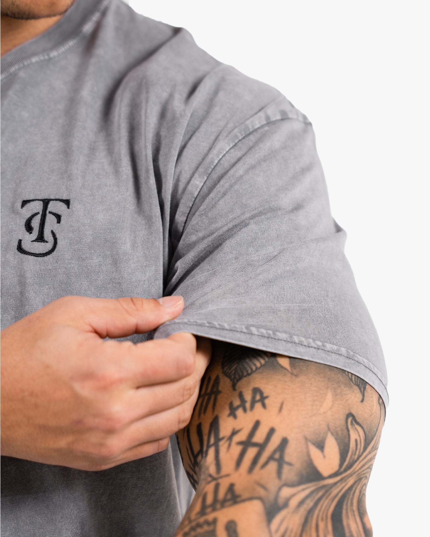 Icon Stone Wash Tee - Ash w/ Black