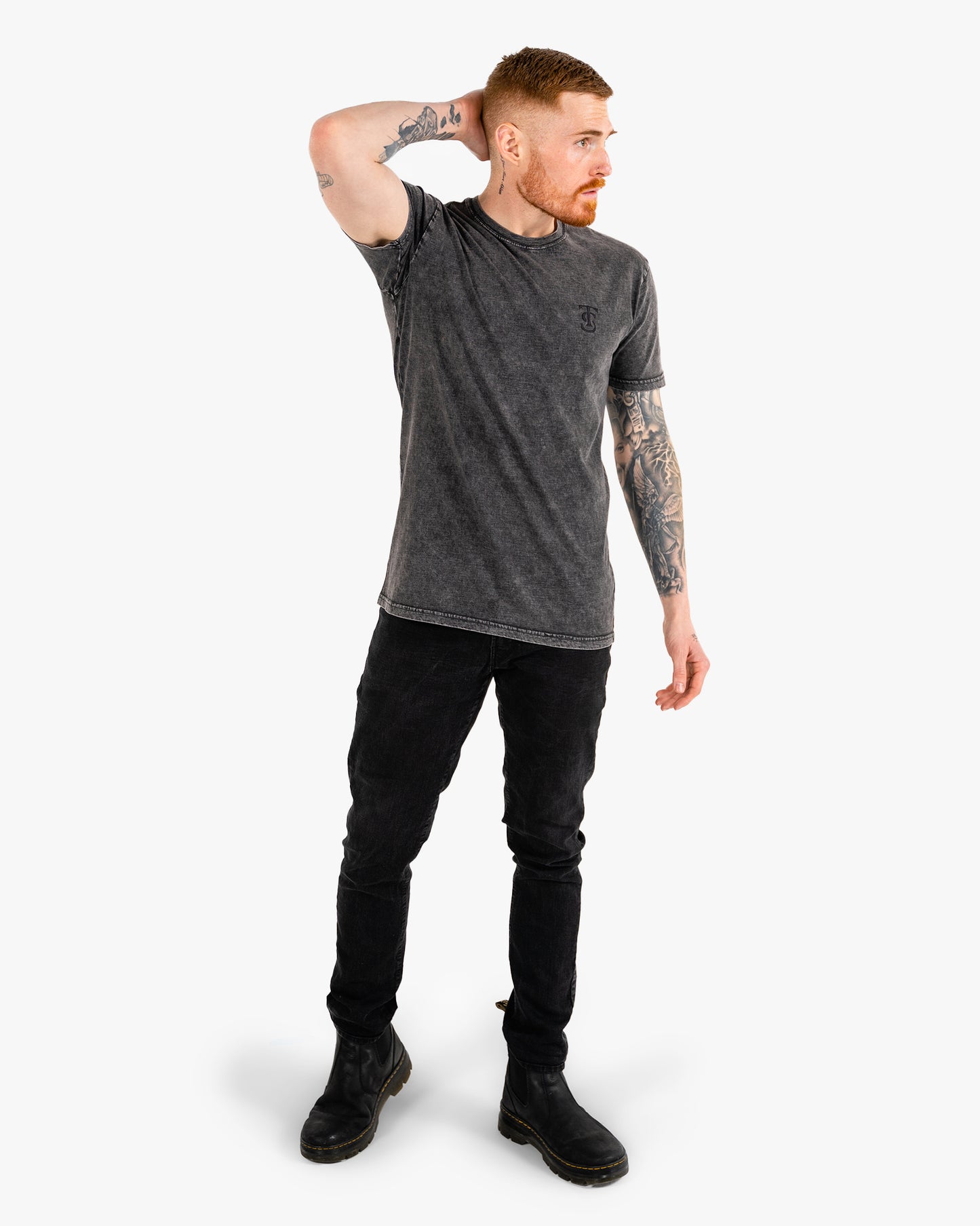 Icon Stone Wash Tee - Black w/ Black