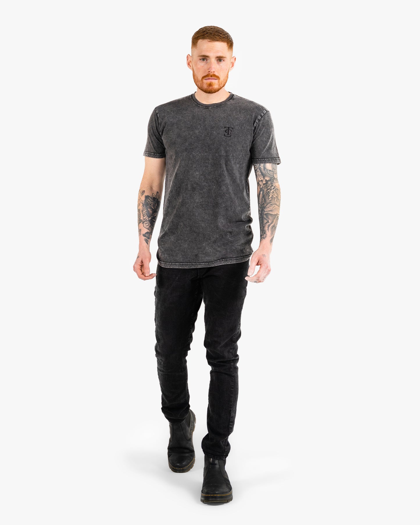Icon Stone Wash Tee - Black w/ Black