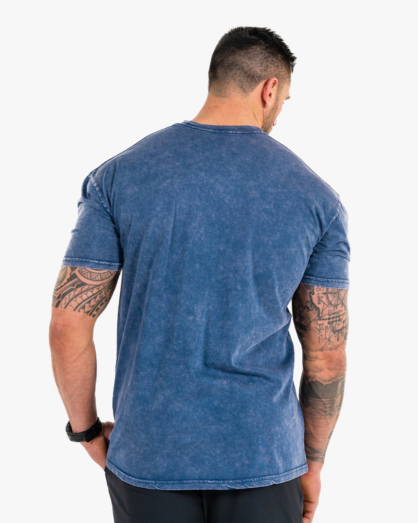 Icon Stone Wash Tee - Blue w/ Black