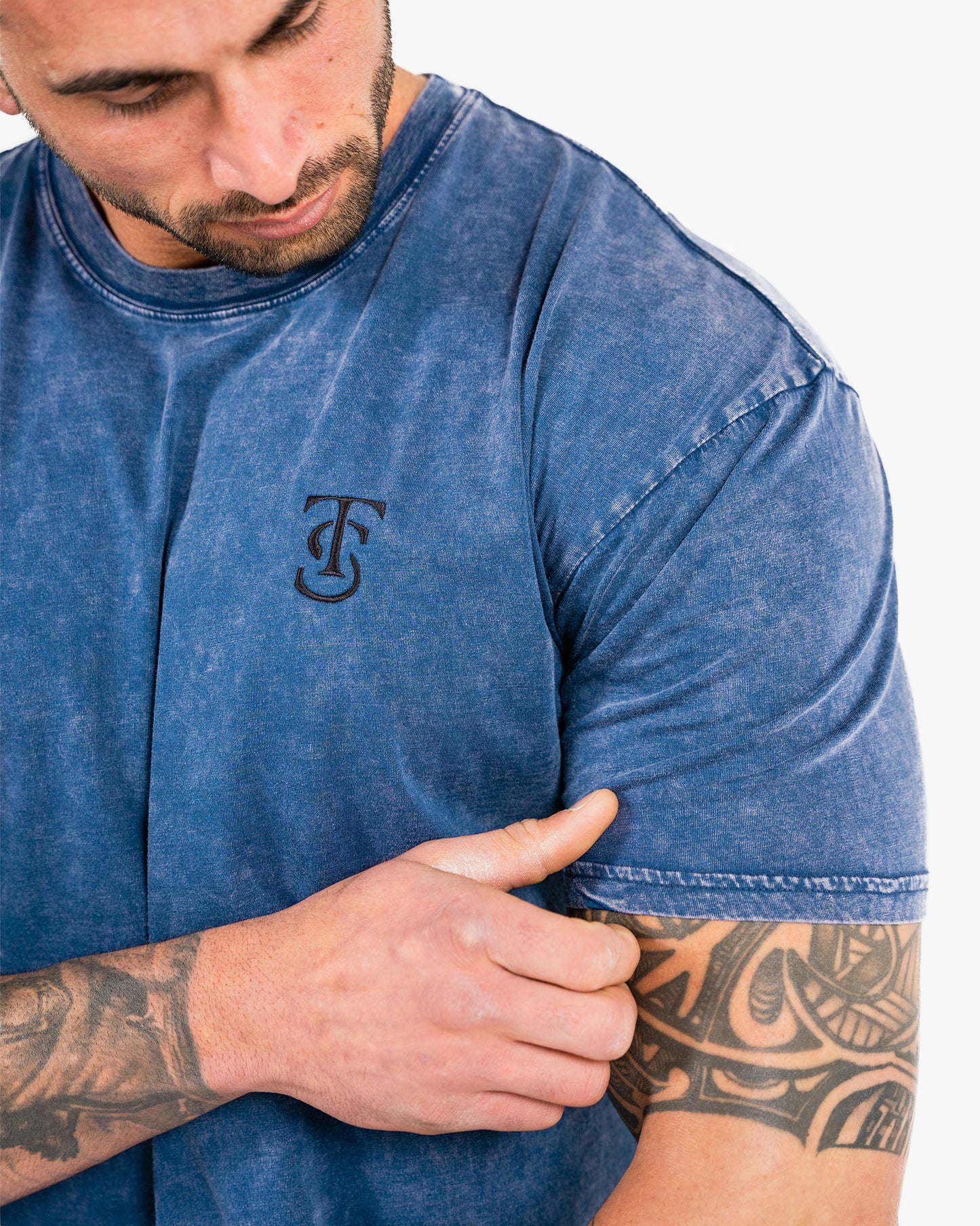 Icon Stone Wash Tee - Blue w/ Black